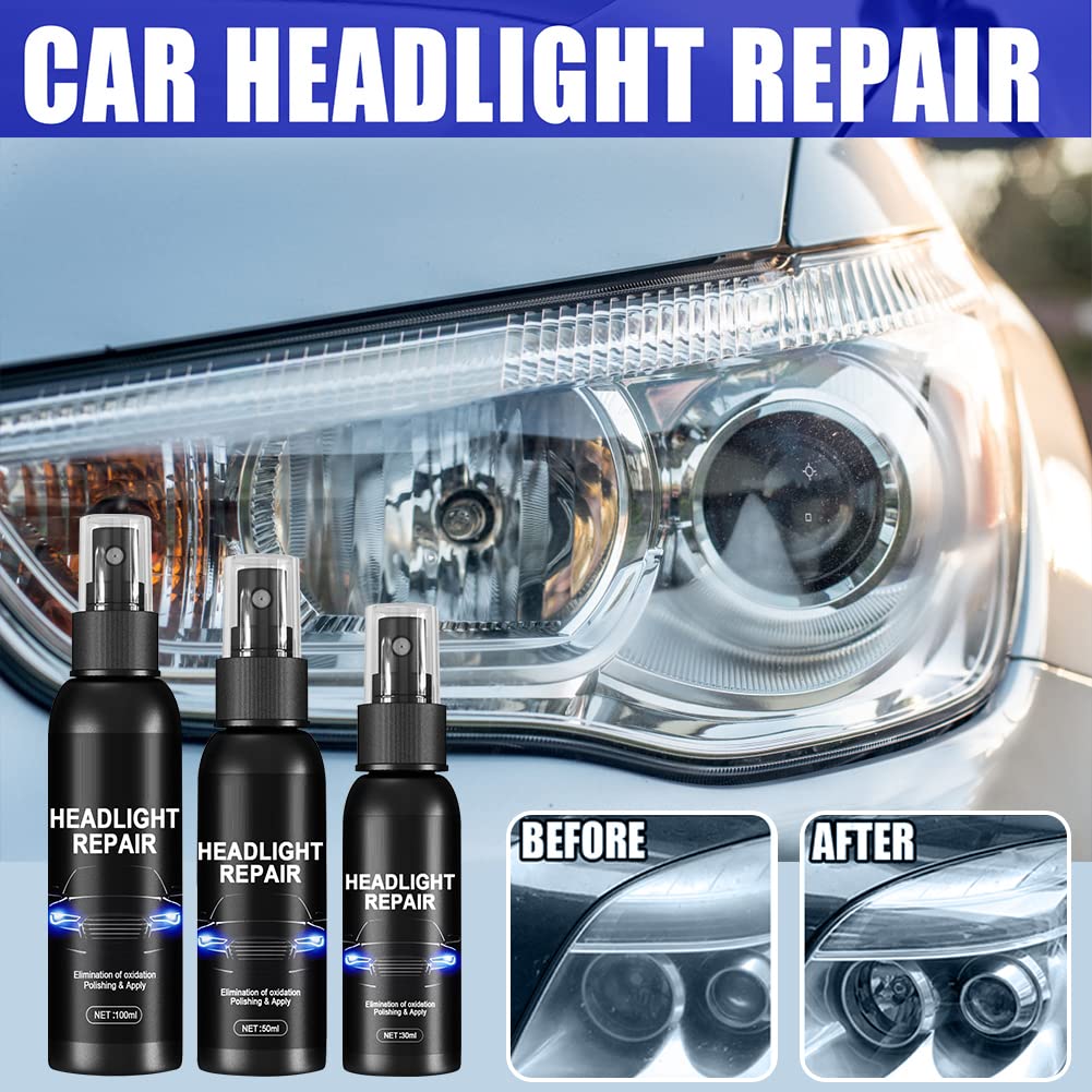 50ML Car Headlight Restoration Kit - UV Protection Headlight Polish & Cleaner with Sponge for Fog Lights, Windows & Brake Lights | Headlamp Repair Fluid for Clear Vision & Night Driving Safety