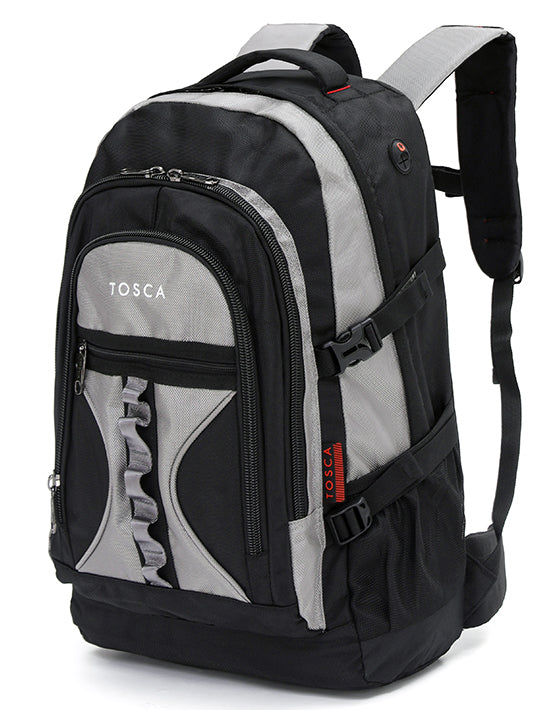 TOSCA TCA 940 50LT Deluxe Backpack - Black & Grey - Perfect for Travel, Hiking, and Outdoor Adventures