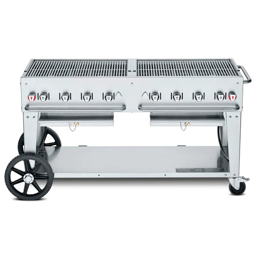 Crown Verity CV MCB 60 Mobile BBQ Grill & Charbroiler with Water Pan - 60 Inch Propane Gas Grill for Outdoor Cooking, Backyard Parties, and Commercial Use
