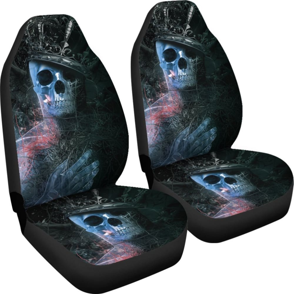 2 Pcs Gothic Horror Grim Reaper Skull Car Seat Covers - Halloween Decor for Vehicles, Motorcycle, Office Chair - Spooky Themed Accessories
