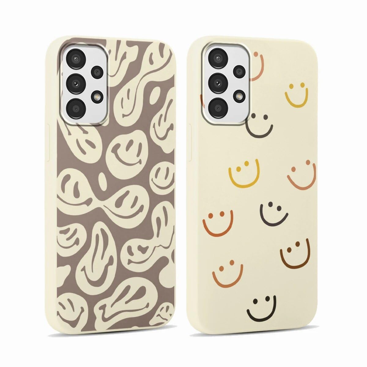 2 Pack Happy Smiley Face Phone Case for Samsung Galaxy A13 4G 6.6 Inch - Aesthetic Cute Smile Design Soft Silicone Slim TPU Shockproof Protective Cover for Women Men Girls - Perfect for Daily Use, Work, School & Travel