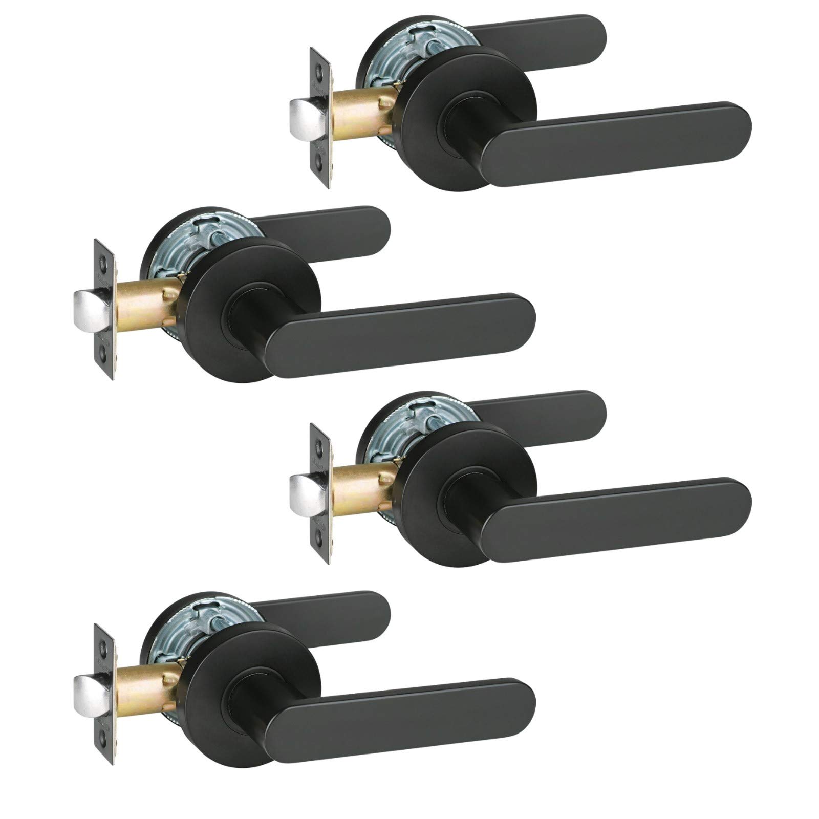 Heavy Duty Passage Lever Lock Set - 4 Pack, Matte Black Finish, Non-Locking Lever Handle for Hallway, Closet & Interior Doors | Durable & Smooth Operation for Home, Office & Commercial Use