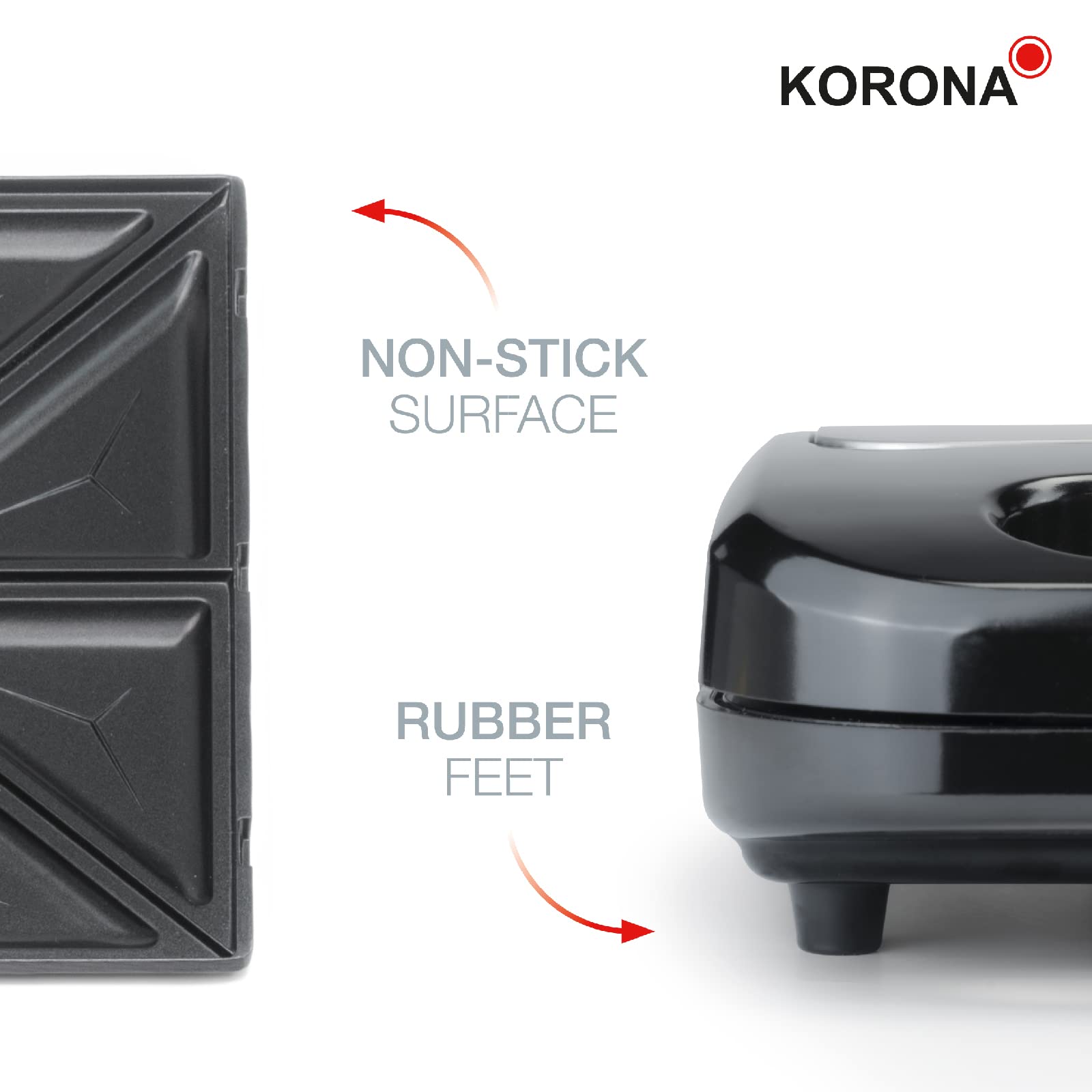 Korona 47019 - XXL Panini Maker, 750W, Non-Stick Coating, Space-Saving Design, Fits American Sandwich Discs, Easy to Clean - Perfect for Home, Office & Cafes