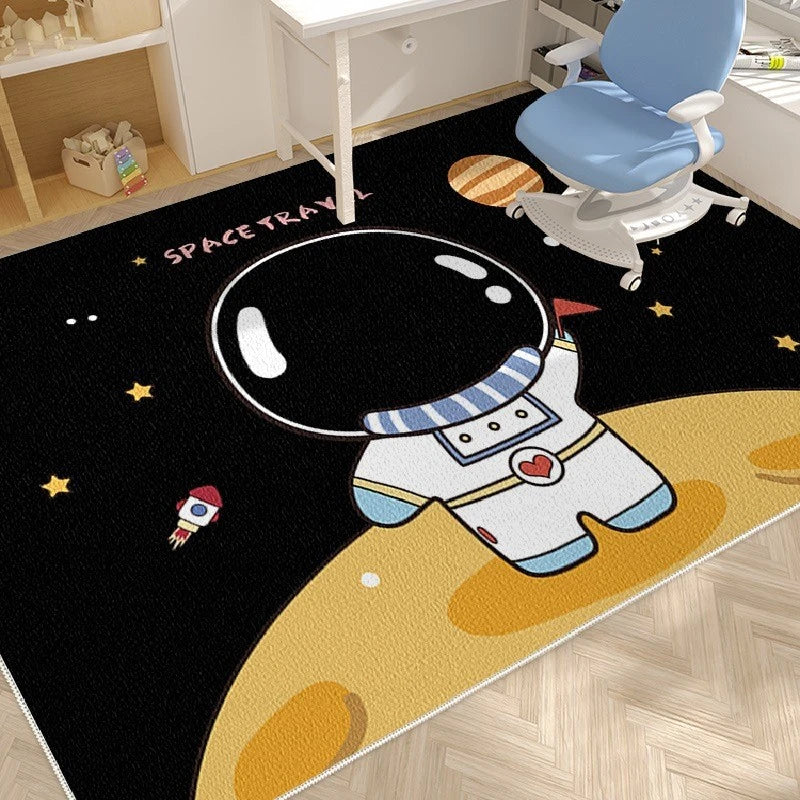 Linda Space Explorer Spillproof Velvet Nursery Rug - Soft Non-Slip Baby Play Mat for Kids Room, Daycare & Nursery Decor - Perfect for Crawling, Playtime & Learning Activities