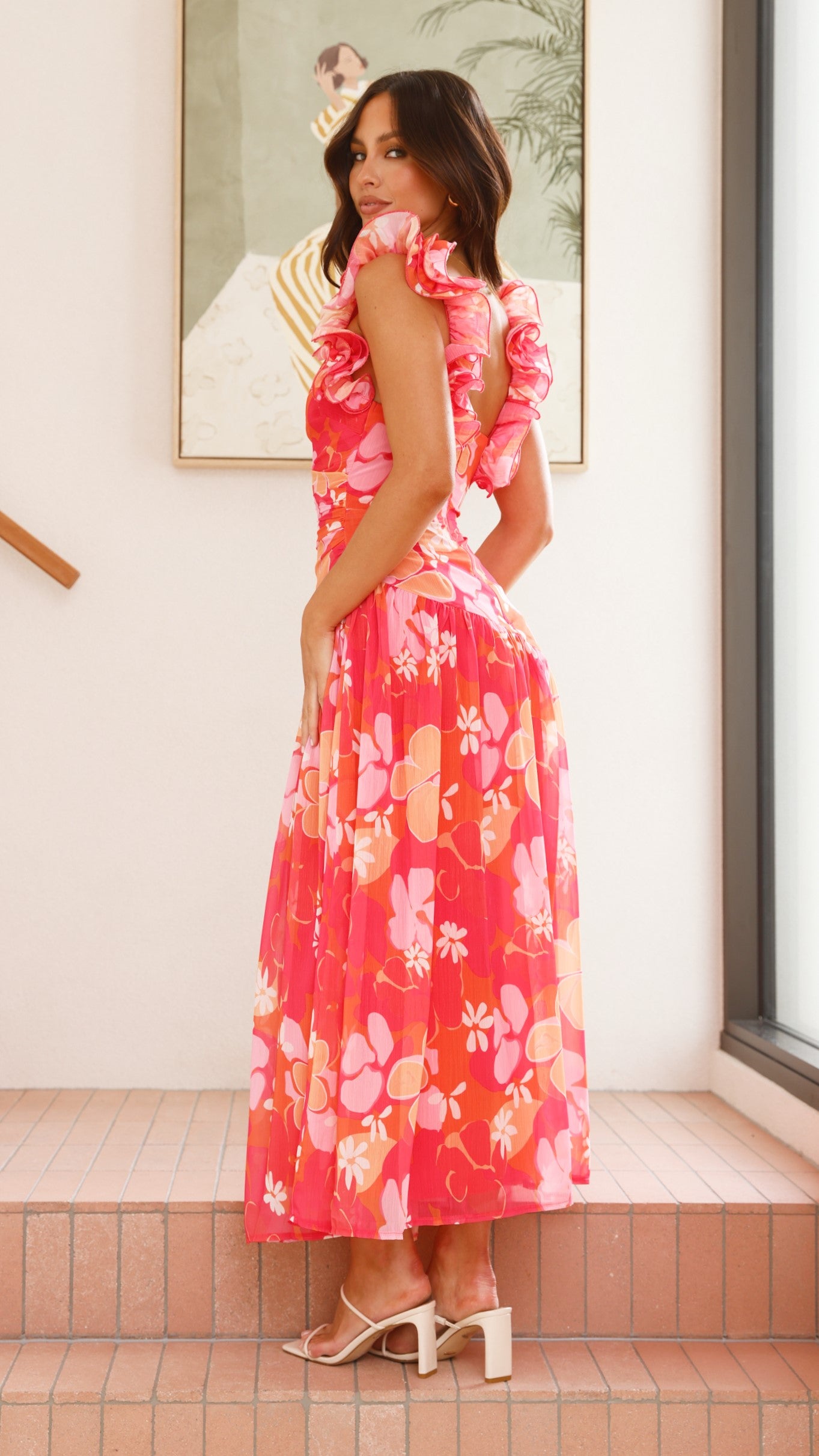 Alma Maxi Dress in Blood Orange - Flowy Long Summer Dress for Women, Perfect for Beach, Vacation, and Casual Outings