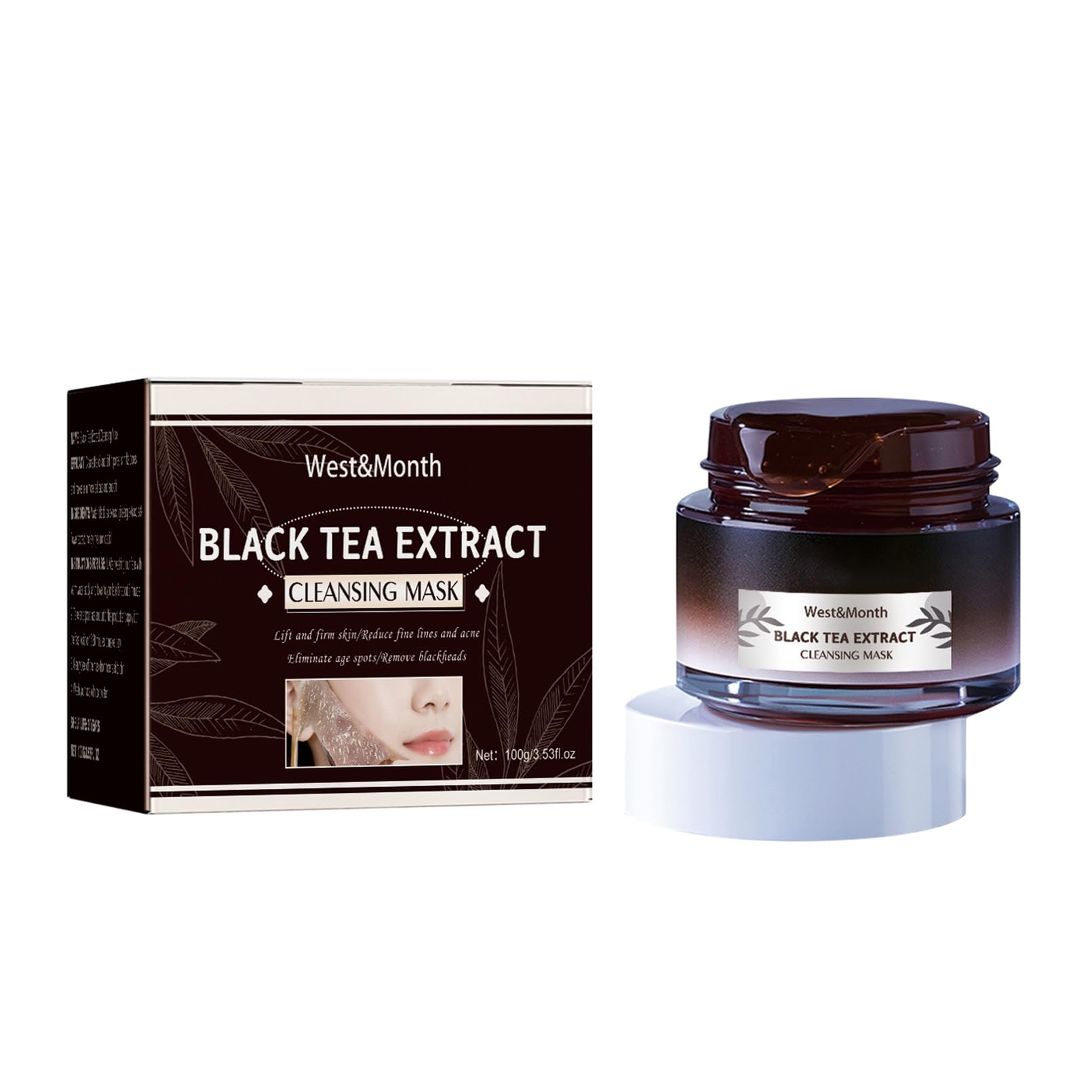 Lisade Black Tea Peel Off Face Mask - Black Tea Extract Skincare, Deep Cleansing & Firming for Blackhead Removal - Perfect for Detox & Glowing Skin at Home Spa