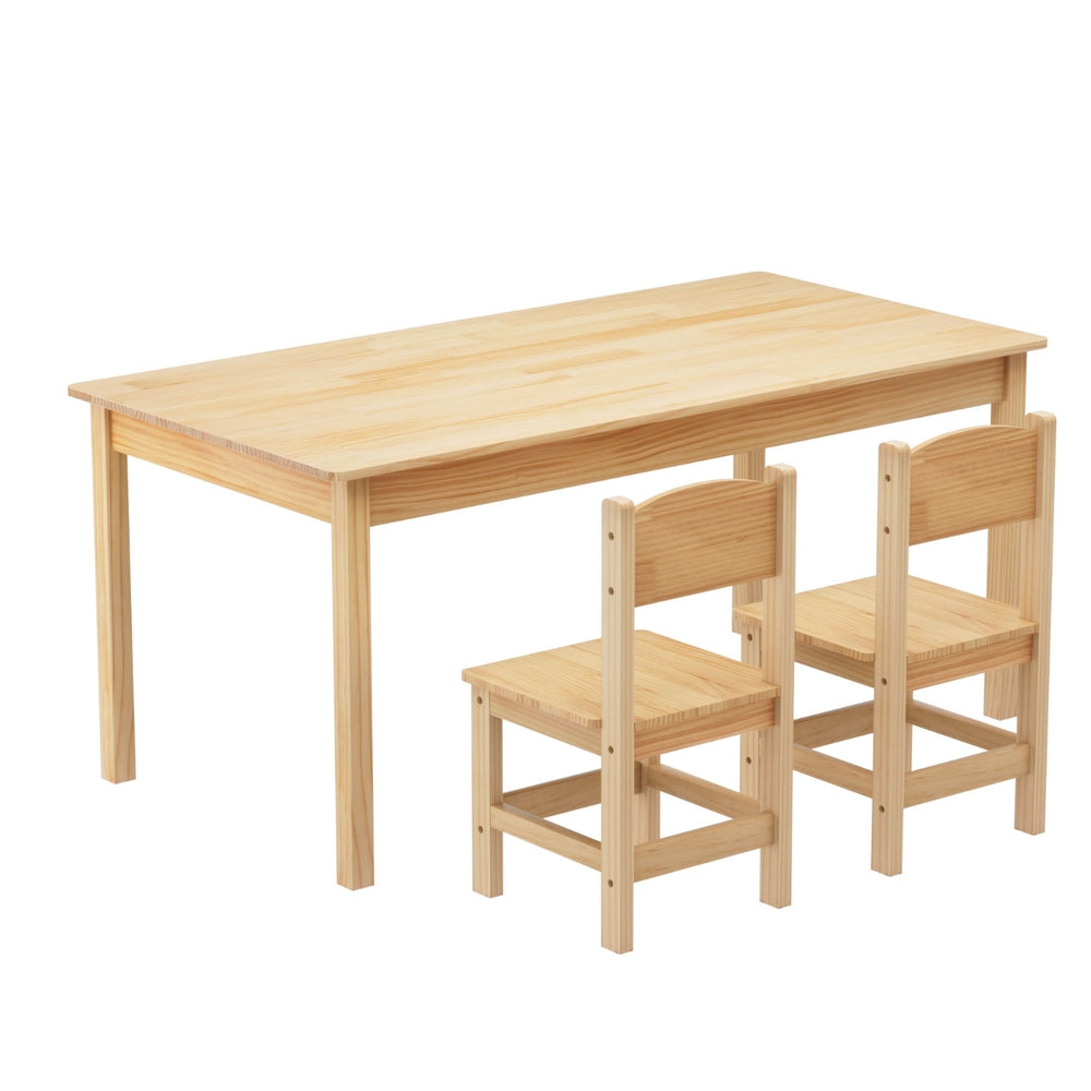 Keezi Kids Table and 2 Chairs Set - Solid Pinewood Furniture for Children's Playroom, Learning & Dining - Perfect for Toddler Activities, Arts & Crafts, Snack Time