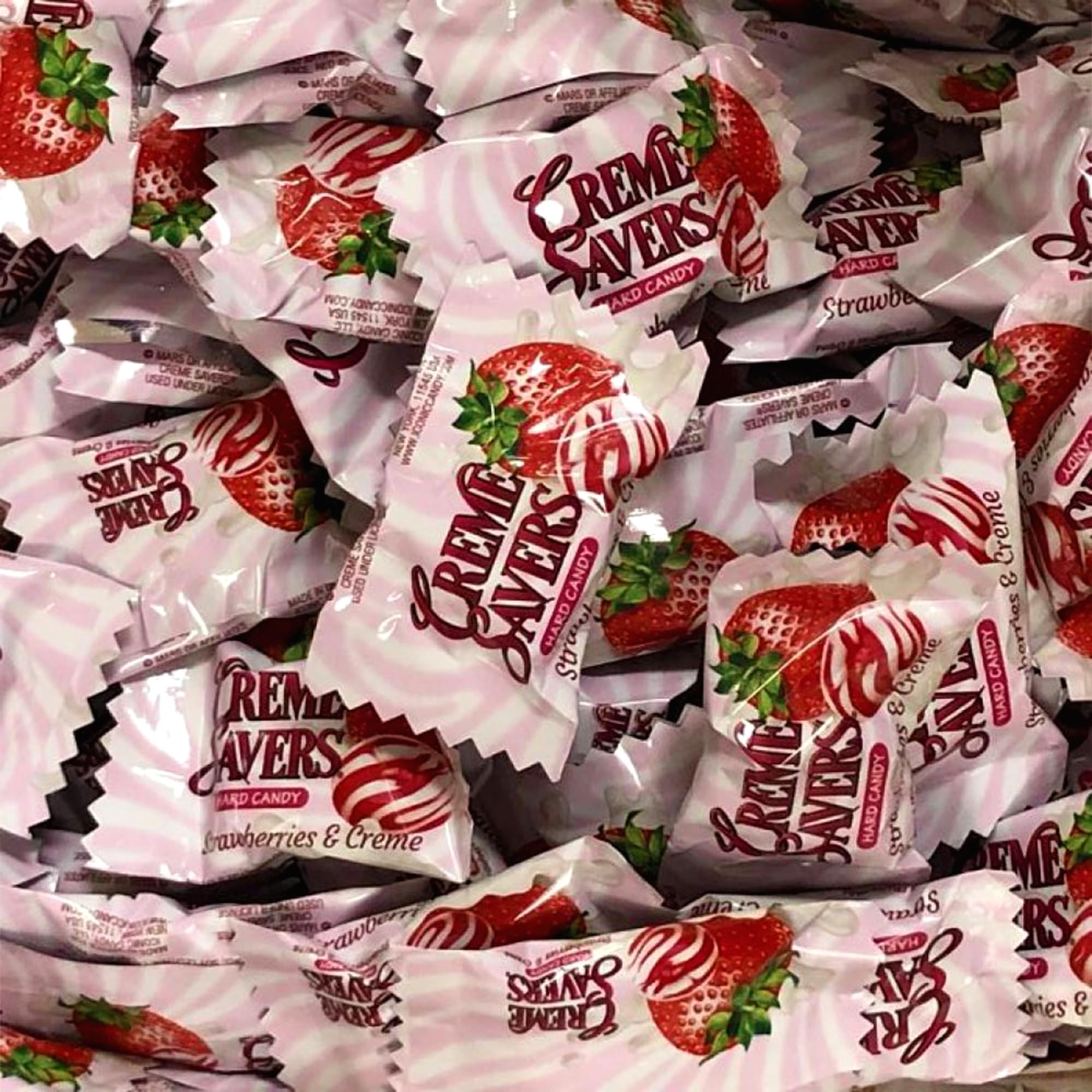 Strawberry Creme Savers Hard Candy - 1LB Bulk Bag | Strawberry & Cream Flavored Candy by Snackivore | Perfect for Parties, Office Snacks & Gift Baskets