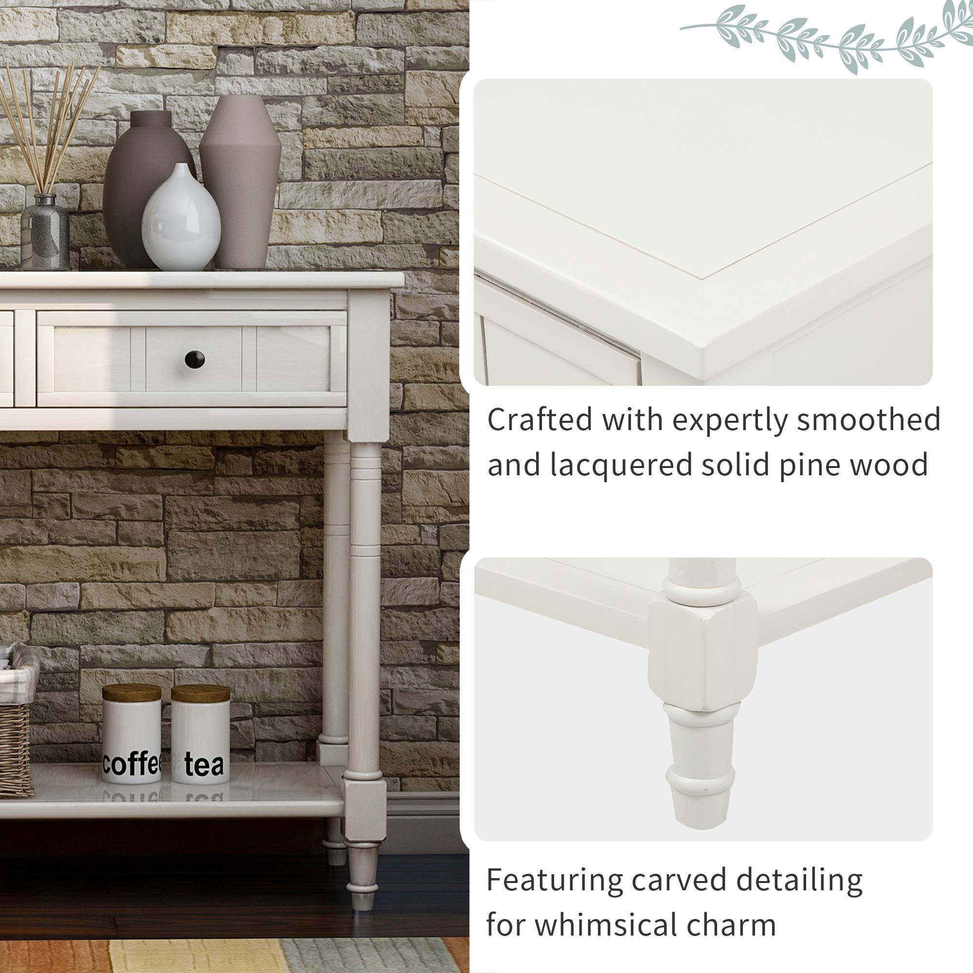 P PURLOVE Narrow Console Table with Drawer - Small Entryway Sofa Table, Hallway Foyer Table for Living Room, Bedroom & Entry Decor - Perfect for Small Spaces & Apartment Decor
