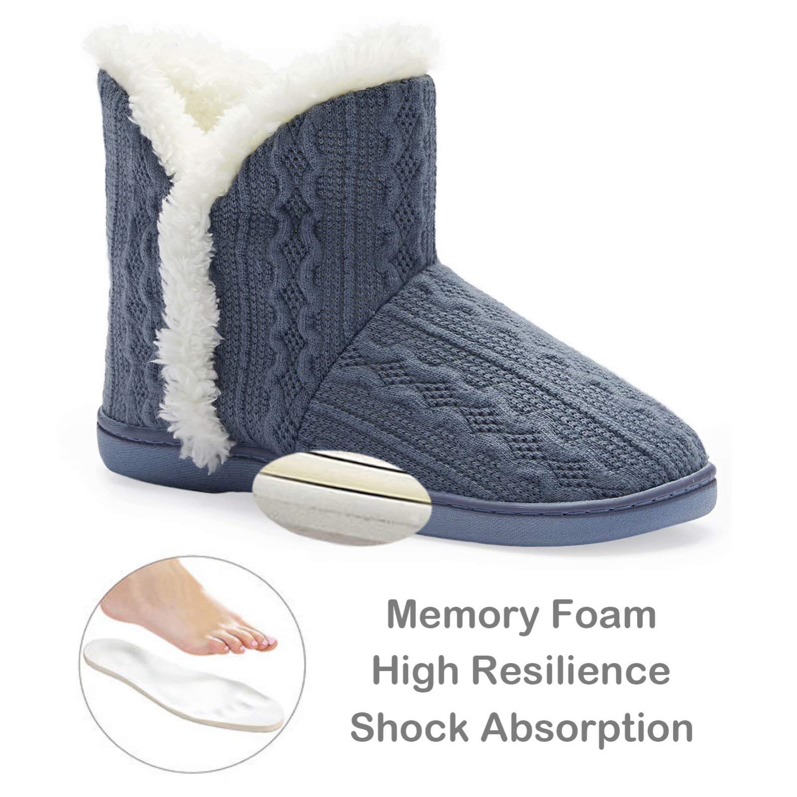TUOBUQU Women's Winter Bootie Slippers - Cozy Fluffy Plush House Shoes for Indoor & Outdoor Use - Warm Fuzzy Slippers for Home, Office, Travel and Cold Weather Comfort