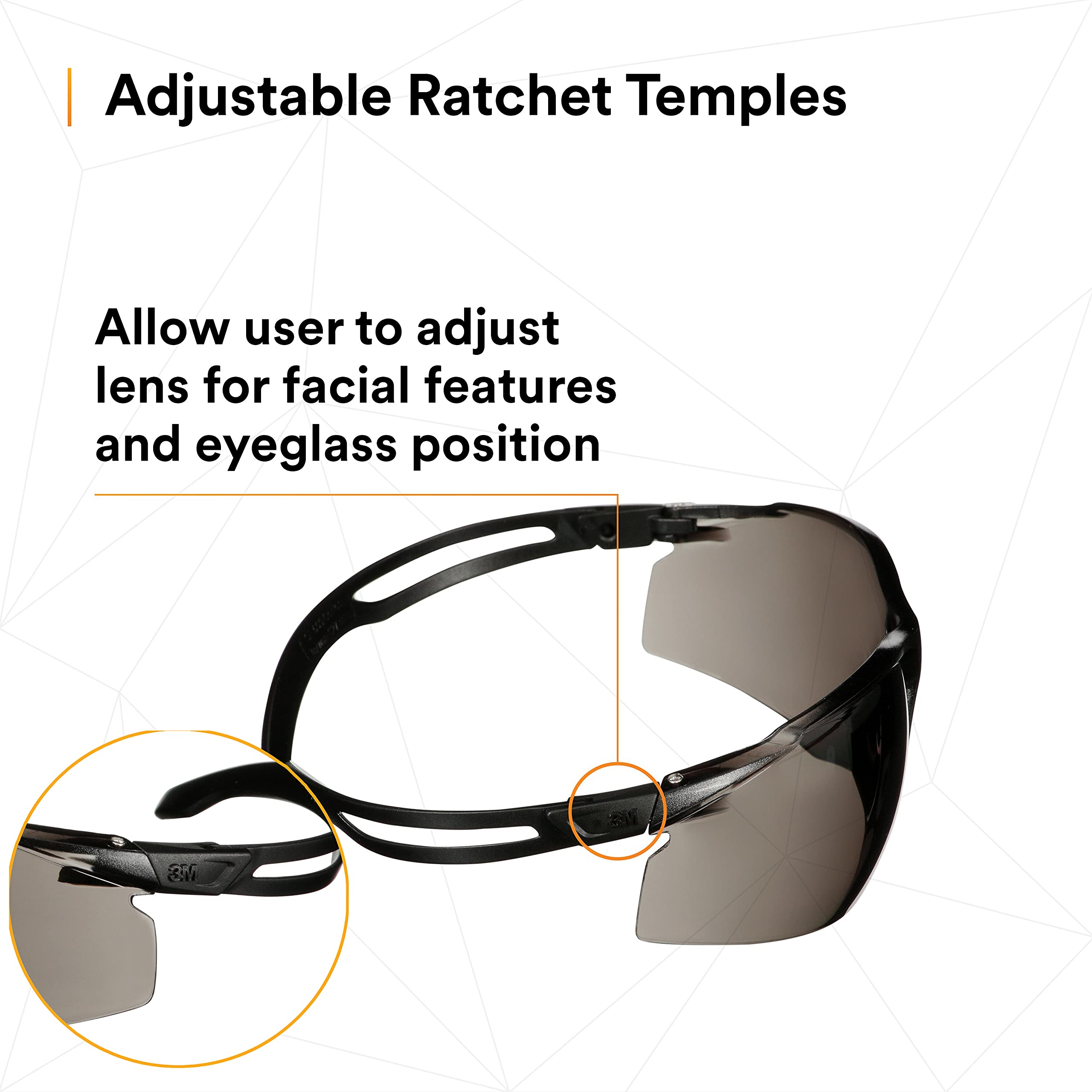 3M SecureFit 500 Series Safety Glasses - 20 Pack ANSI Z87.1 Certified Impact Resistant Eyewear with Anti-Fog & Anti-Scratch Gray Lenses, Adjustable Ratchet Temples - Ideal for Construction, Woodworking, Lab Work & Industrial Safety Protection