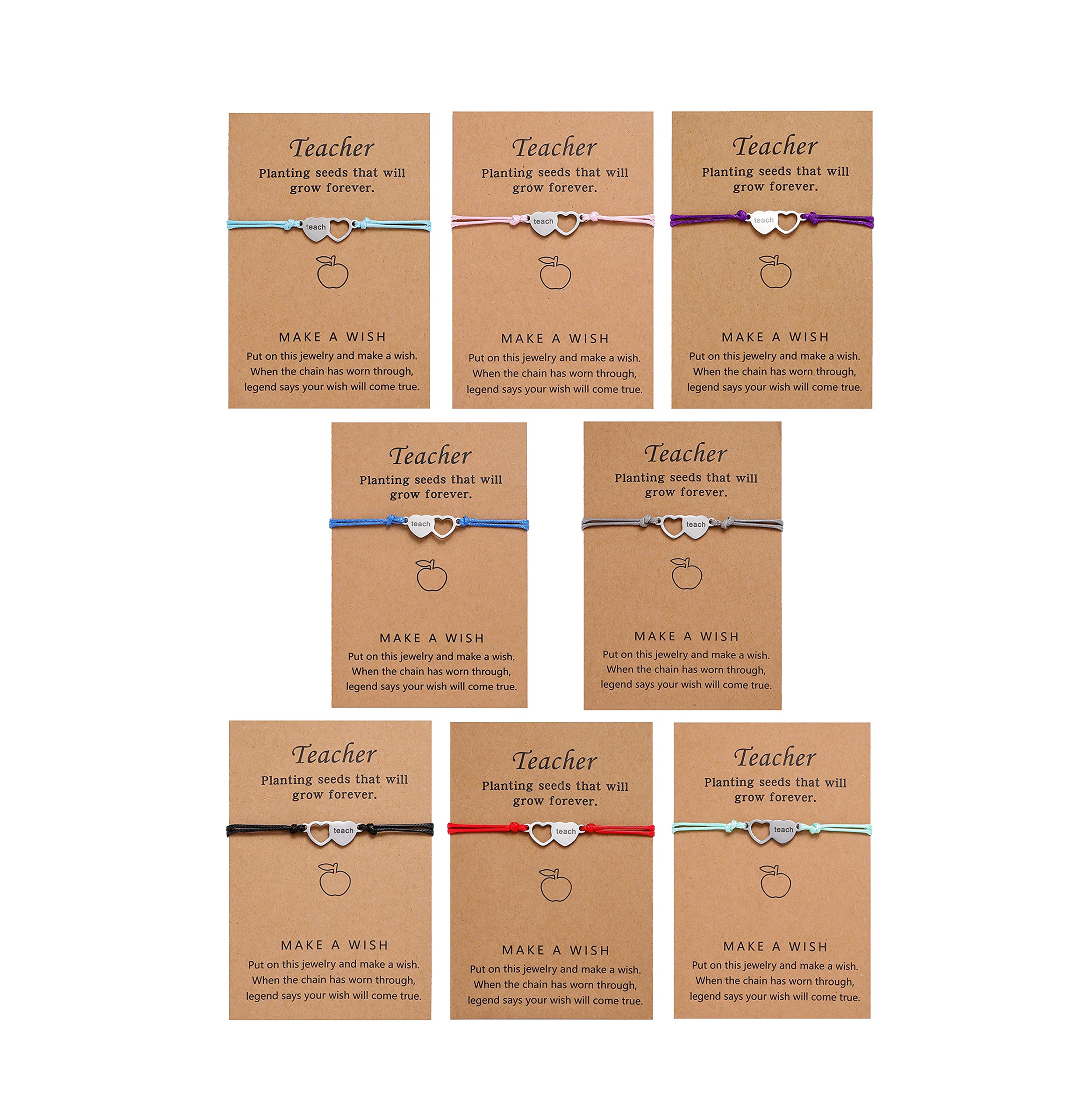 BOMAIL Teacher Blessing Bracelet - Adjustable Thank You Gift for Graduation, Birthday & Teacher's Day