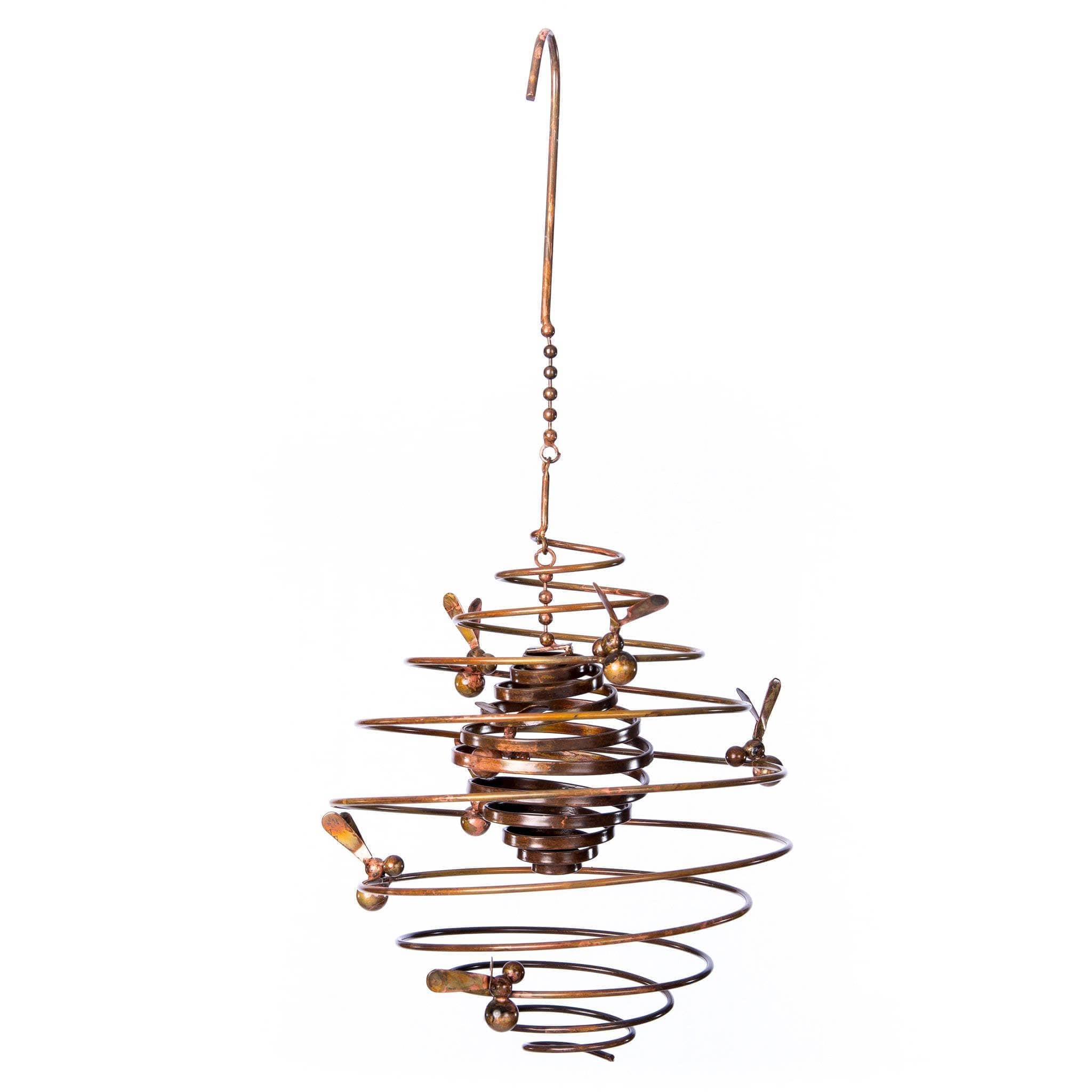 Double Spiral Bee Garden Ornament - Handcrafted Metal Decoration for Outdoor Lawn, Yard, and Patio Decor - Perfect for Garden, Backyard, and Landscape Design
