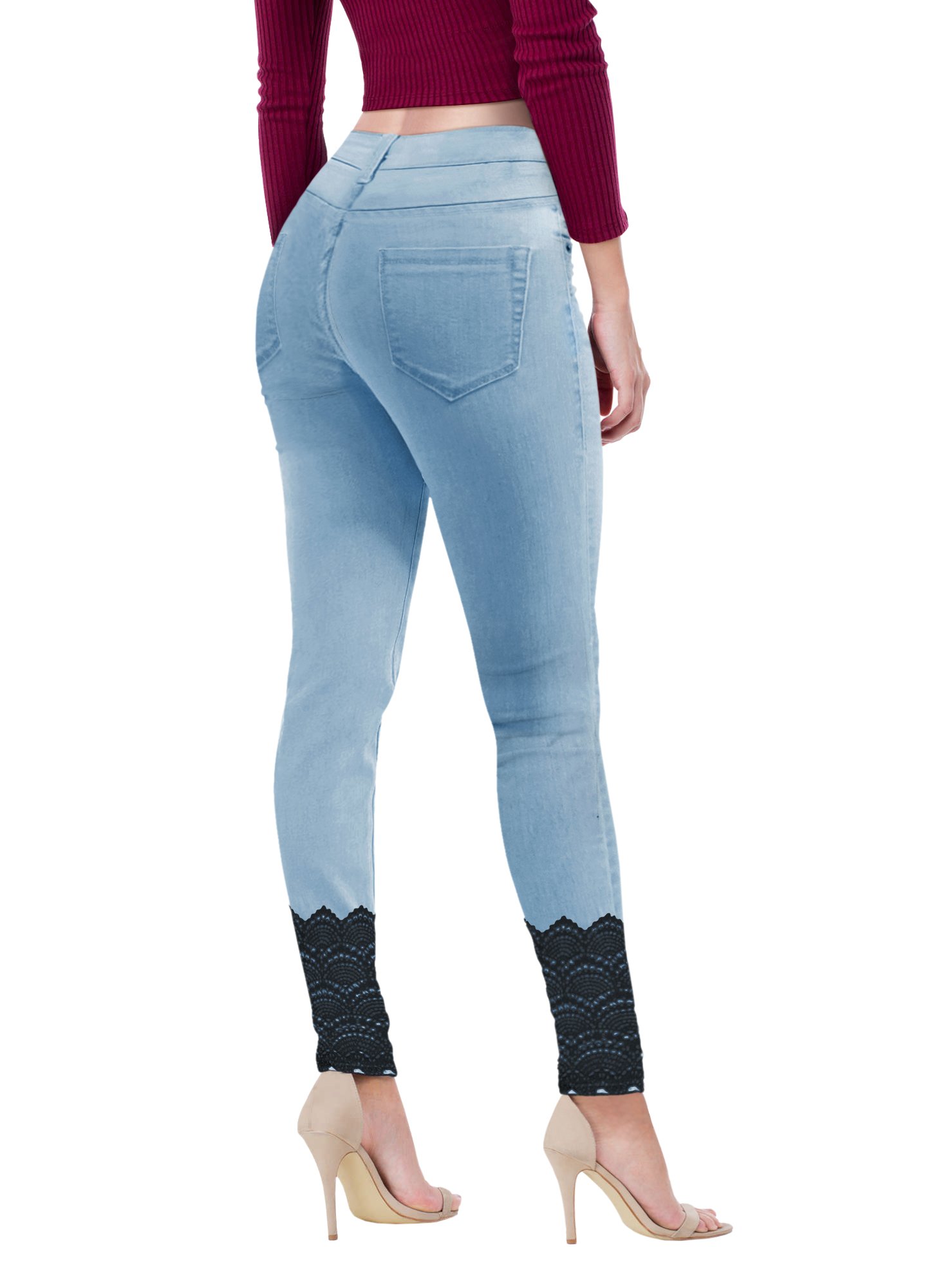 Hybrid & Company Women's High Waist Butt Lifting Stretch Skinny Jeans - Super Comfy Ripped Denim Pants for Casual Wear & Night Out