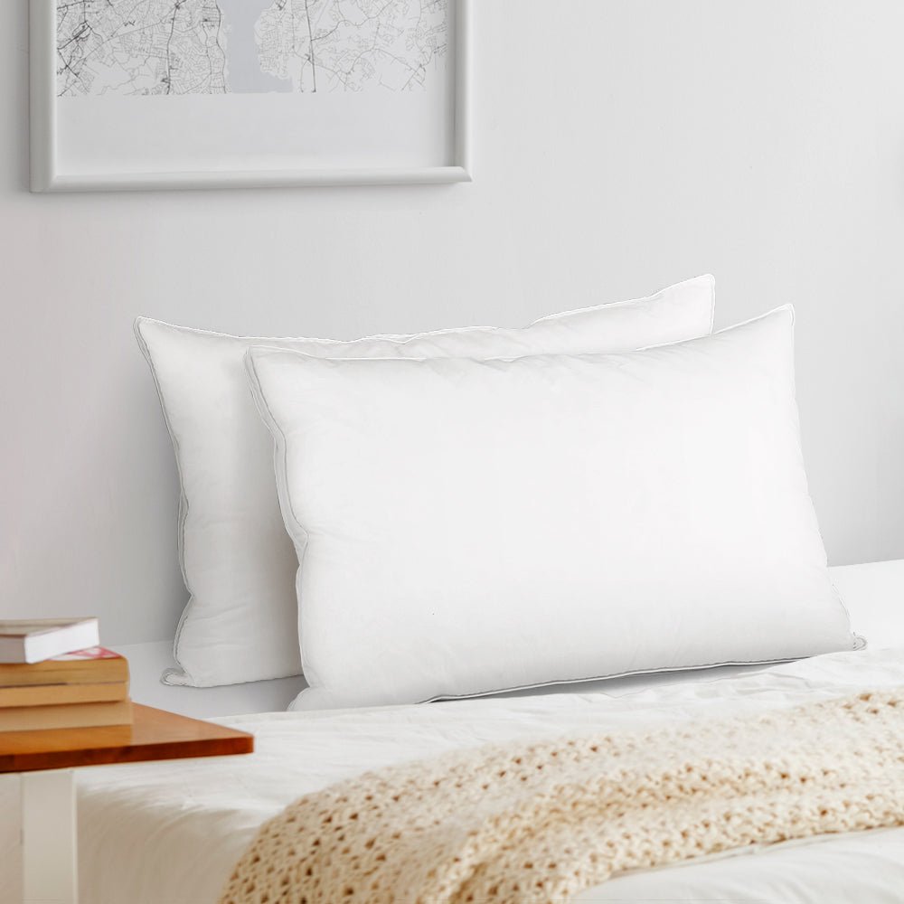Premium Duck Feather Down Pillow Set of 2 - Ultra Soft Hypoallergenic Bed Pillows for Side, Back & Stomach Sleepers - Perfect for Home, Hotel & Travel Use