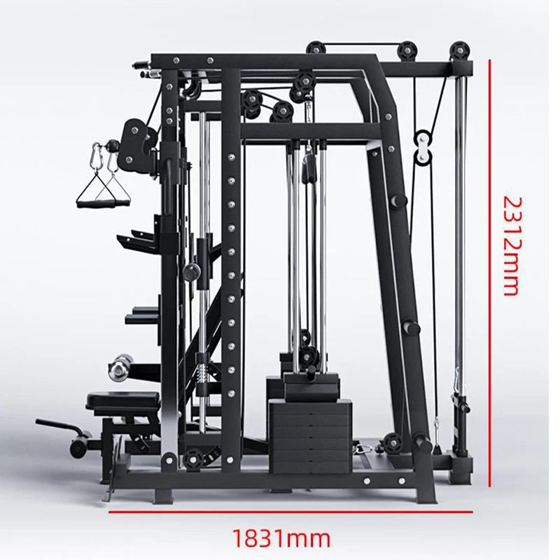 Commercial Multi-Function Smith Machine - 3D Power Rack Gym Equipment for Strength Training | Perfect for Home & Commercial Gyms, Weightlifting, CrossFit Workouts