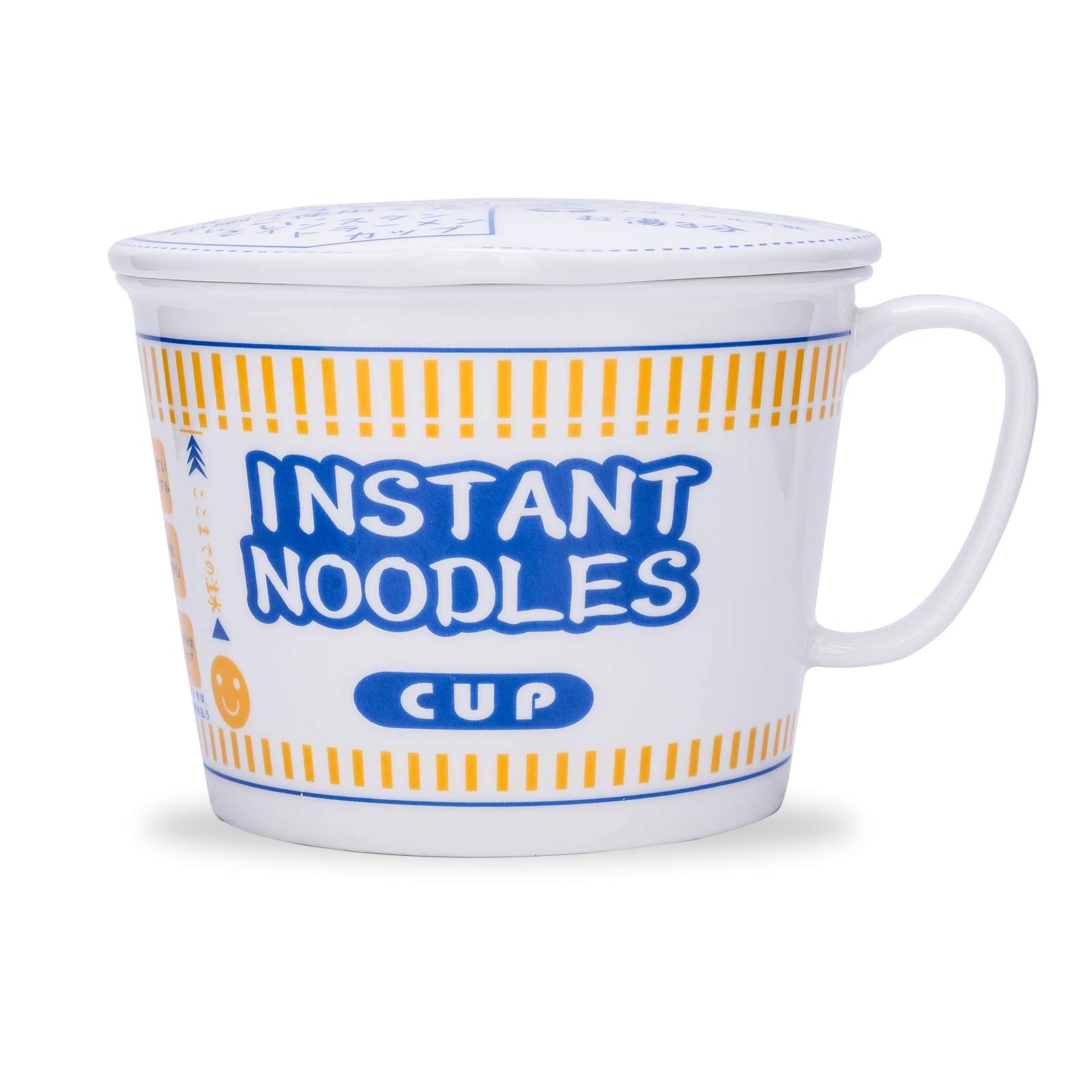 MDZF SWEET HOME 27 Oz Large Ceramic Noodle Soup Bowl with Lid - Blue - Perfect for Ramen, Pho, Udon & Asian Noodle Dishes - Microwave & Dishwasher Safe