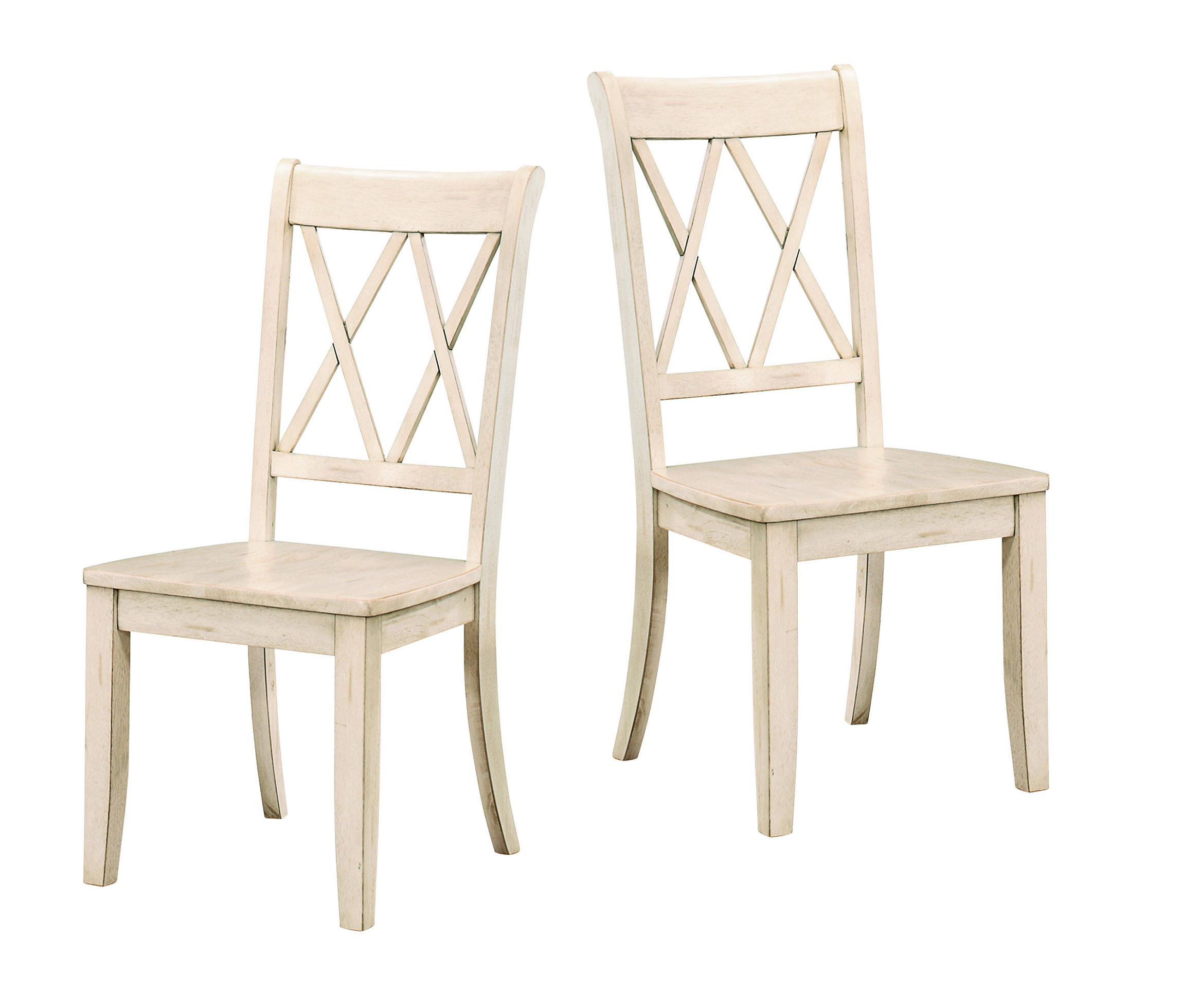 Set of 2 White Casual Dining Chairs - Pine Veneer Transitional Double X Back Design Side Chairs for Kitchen, Dining Room & Home Decor | Comfortable Seating for Family Meals & Entertaining
