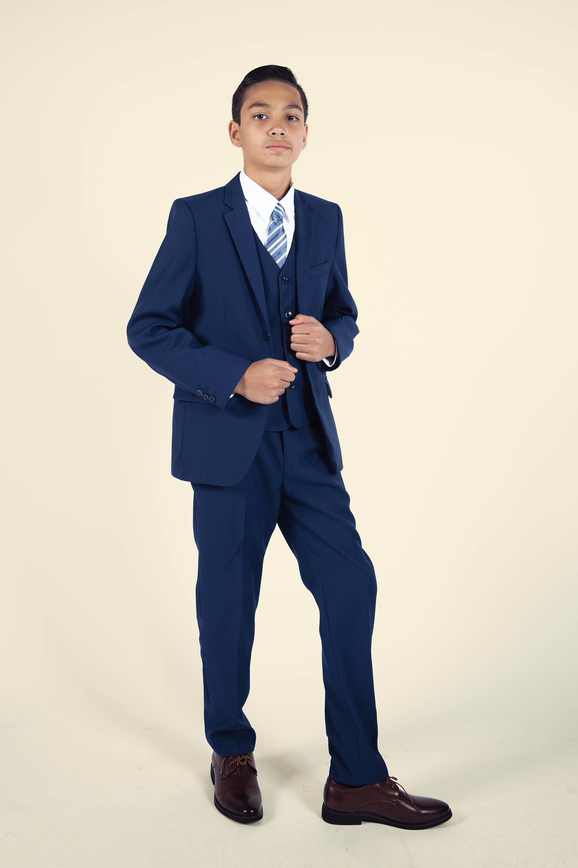 Boys Matte Navy Blue Suit - Formal Blazer & Pants Set for Weddings, School Events & Special Occasions | Premium Kids' Dress Outfit