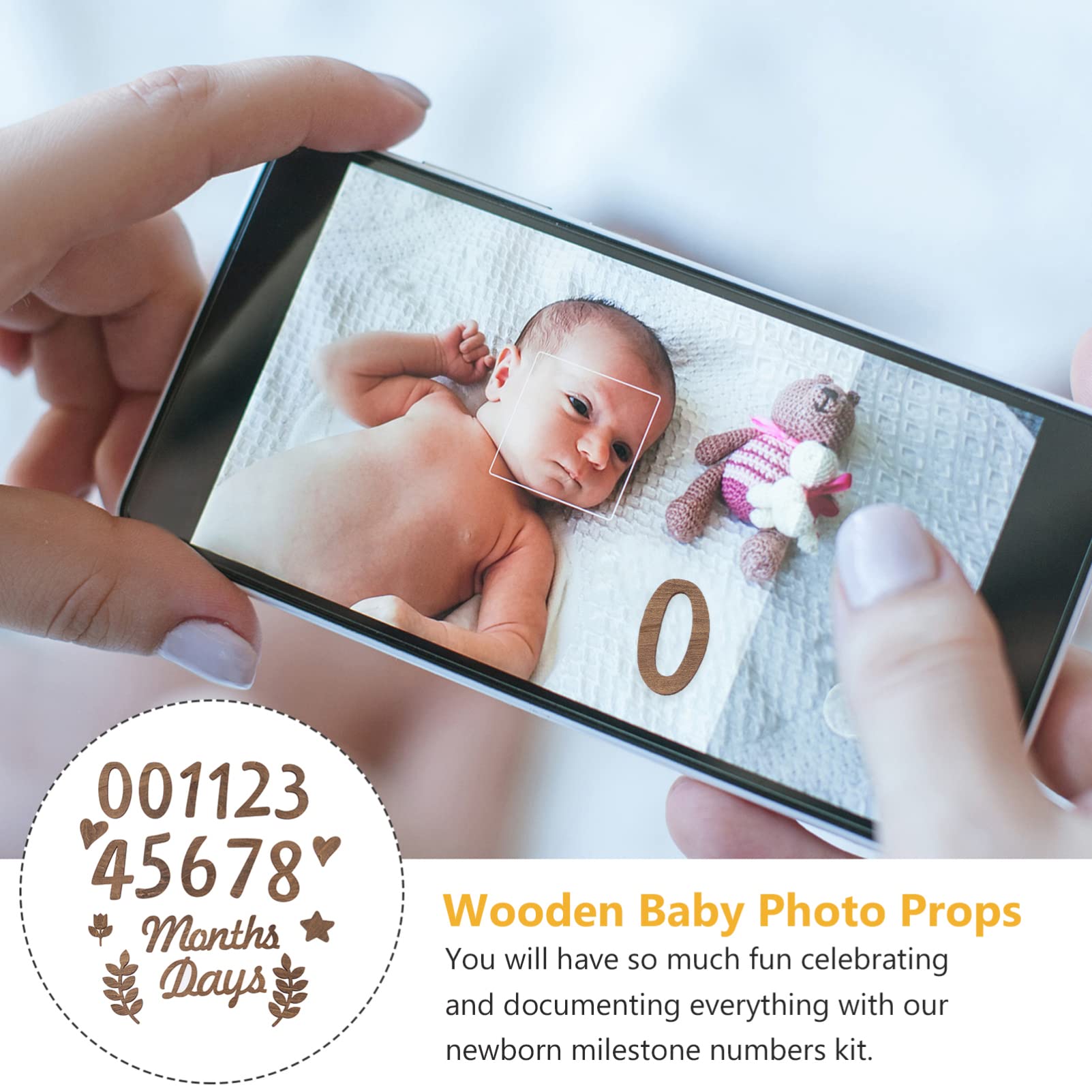VICASKY 4 Pack Wooden Baby Milestone Photo Props - Customizable Monthly Age Number Signs for Newborn Photography, First Birthday & Monthly Growth Pictures (1-12 Months) - Perfect for Baby Shower Gifts and Nursery Decor