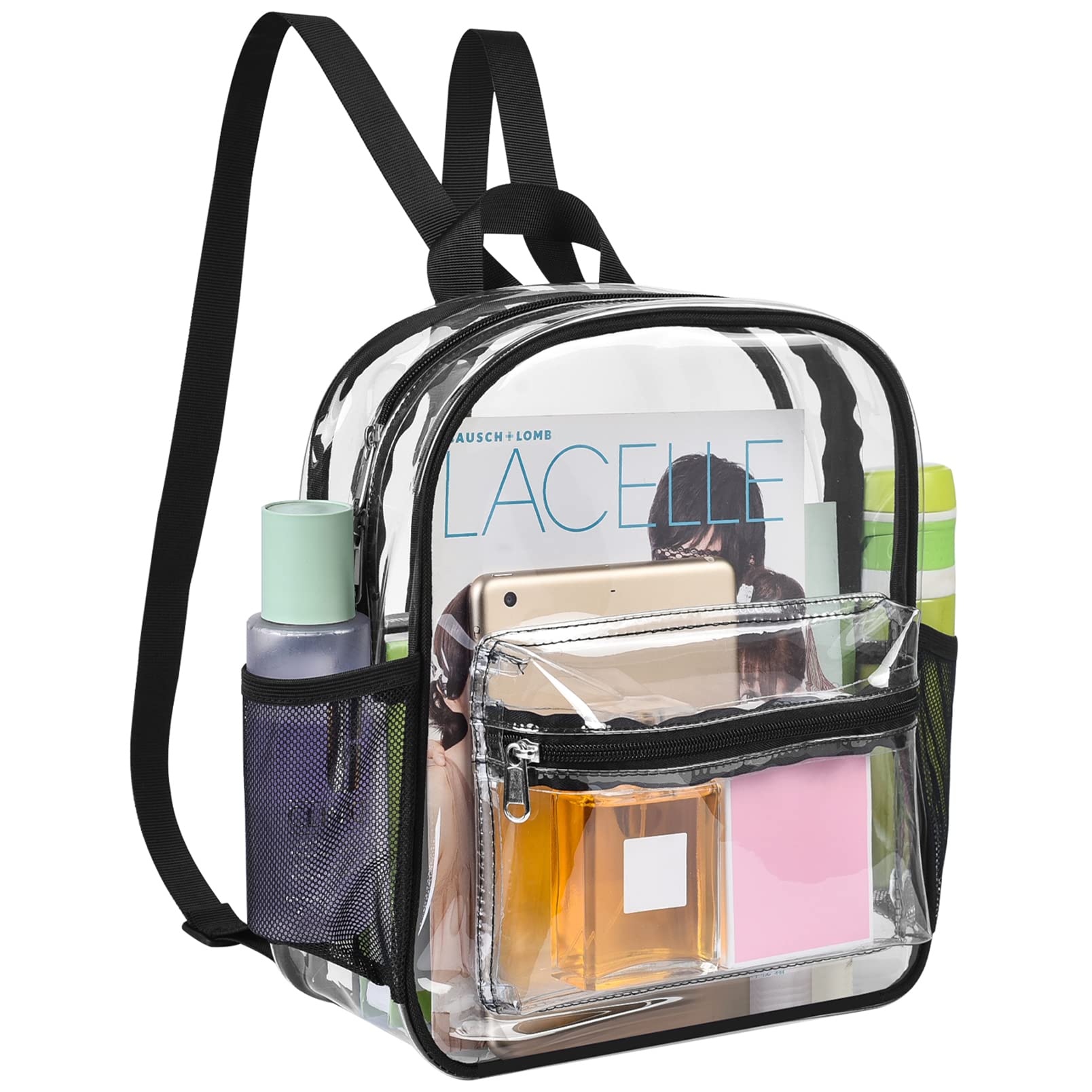 Stadium Approved Clear Backpack - Heavy Duty Waterproof Transparent PVC Mini Backpack for School, Travel & Sports Events | TSA Compliant & Secure