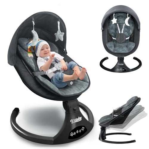 Portable Electric Bluetooth Baby Swing for Infants 0-9 Months - Remote Control, Soothing Music & Auto Swing - Perfect for Nursery, Bedroom & Travel (Black)