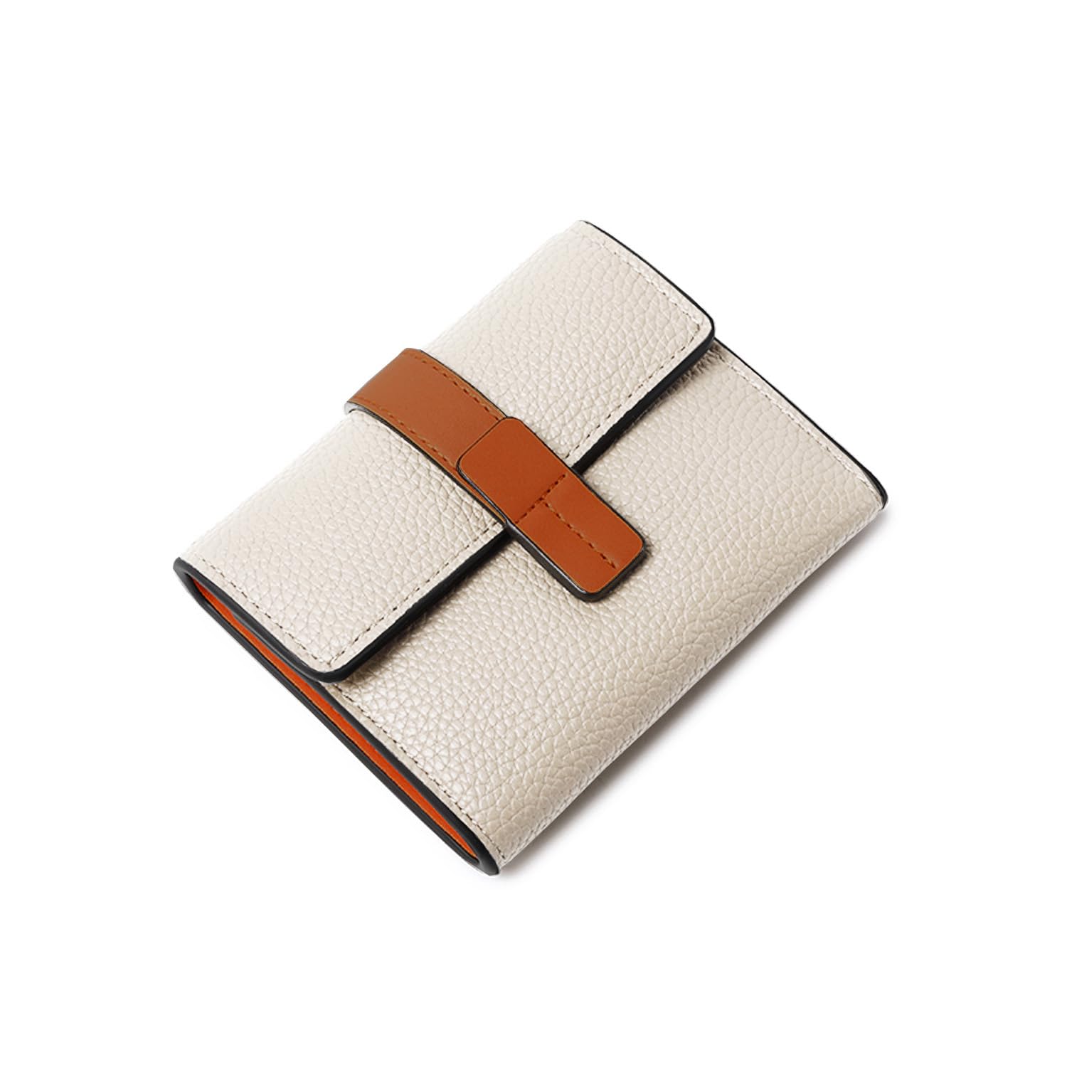 AOXONEL Genuine Leather RFID Blocking Womens Wallet - Slim Trifold Compact Wallet with Multiple Card Slots & Zipper Coin Pocket - Perfect for Everyday Use, Travel & Gift (White)