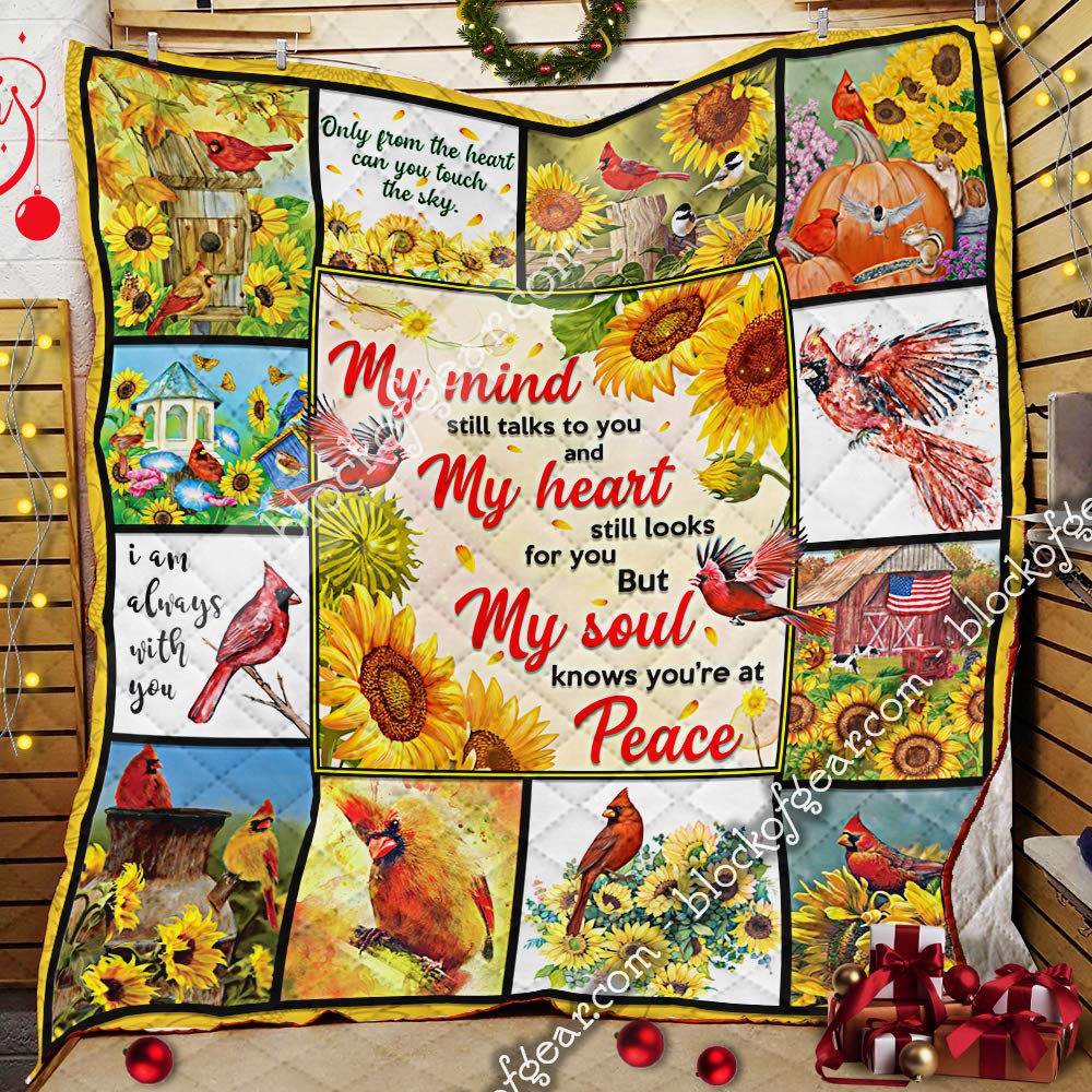 GEEMBI Printed Cardinal and Sunflower Quilt King Size - Soft Microfiber All-Season Bedspread Coverlet for Bedroom Decor - Perfect Gift for Home, Queen & Twin Sizes Available - Cozy Comfort for Master Bedroom, Guest Room or Dorm