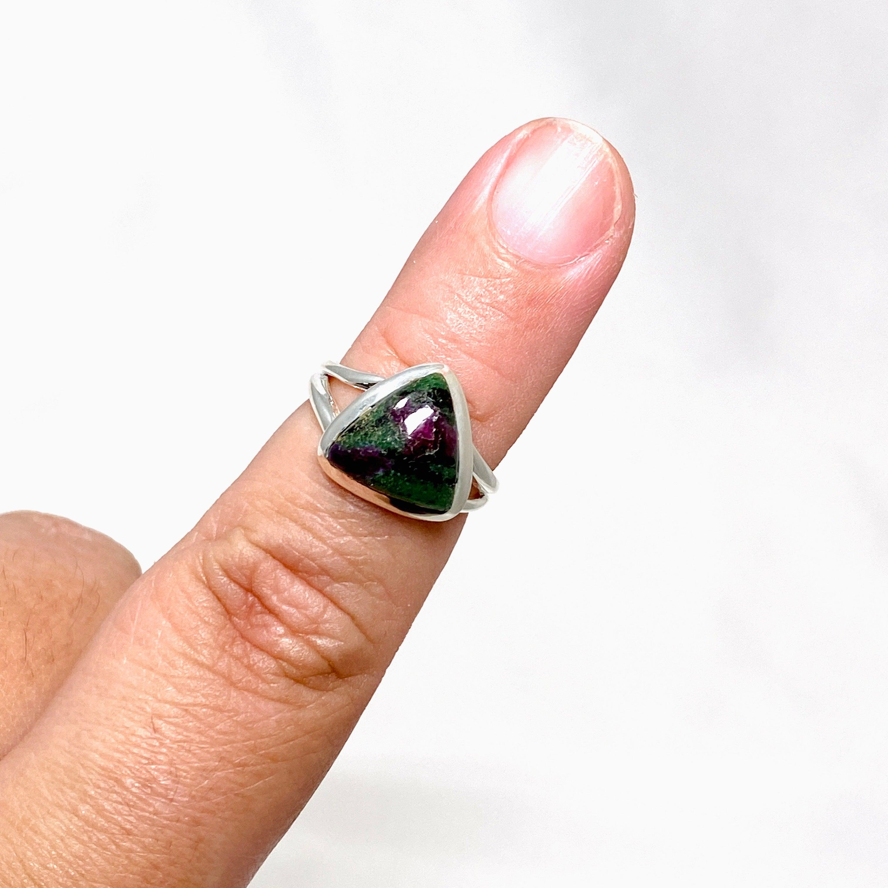 Natural Ruby in Zoisite Triangle Split Band Ring - Size 6 KRGJ3254 | Elegant Jewelry for Women, Perfect for Weddings, Parties & Special Occasions