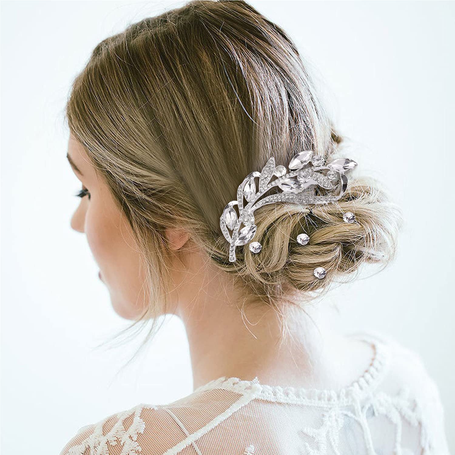Shining Silver Rhinestone Butterfly Leaf Flower Hair Clips - 40 Pack Bridal Hair Accessories Set with U-Shaped & Twist Pins for Women, Girls, Brides & Bridesmaids - Perfect for Weddings, Prom, Parties & Special Occasions