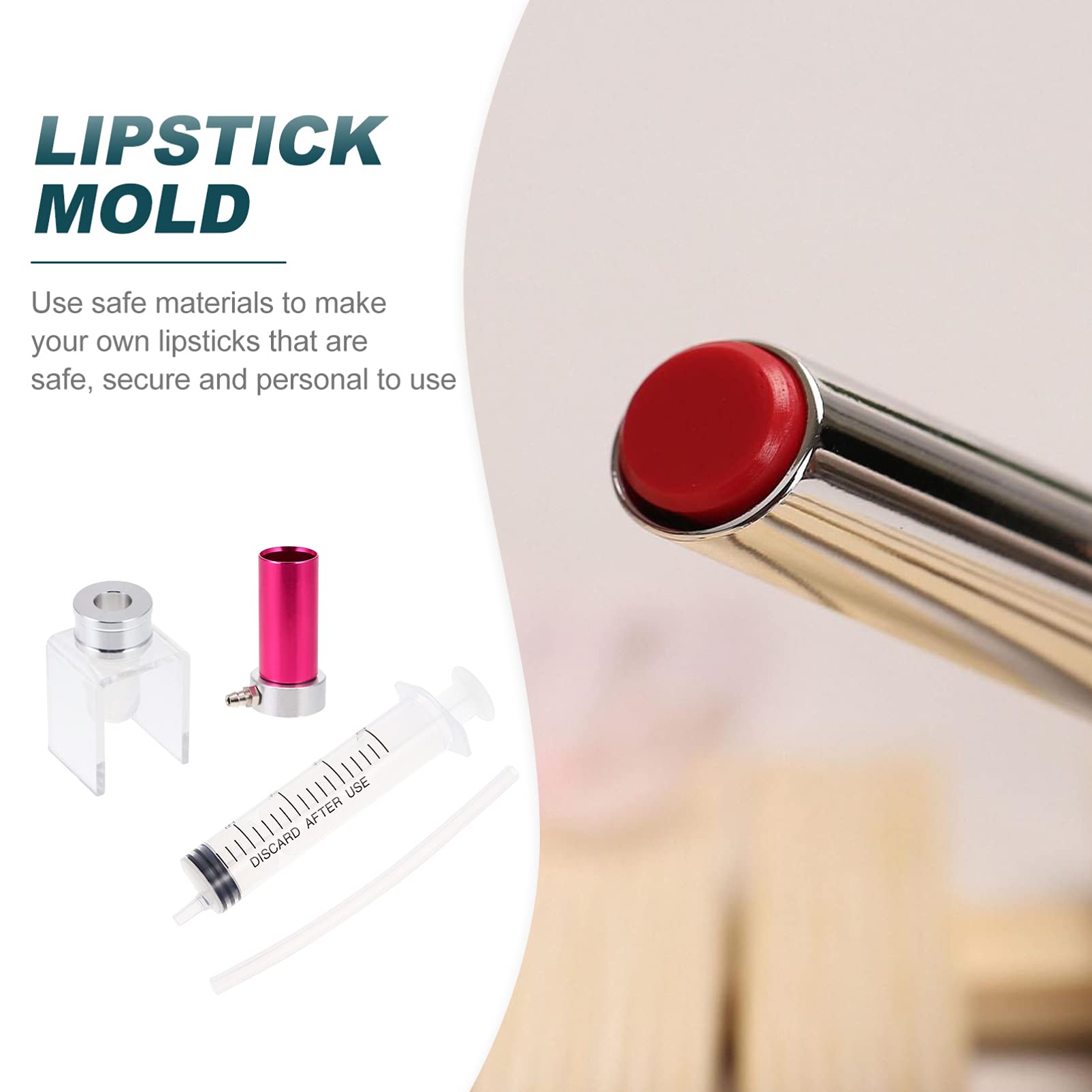 Lurrose DIY Lipstick Mold Set - 4pcs Silicone Lip Balm Molds with Bracket for Home Cosmetics Crafting