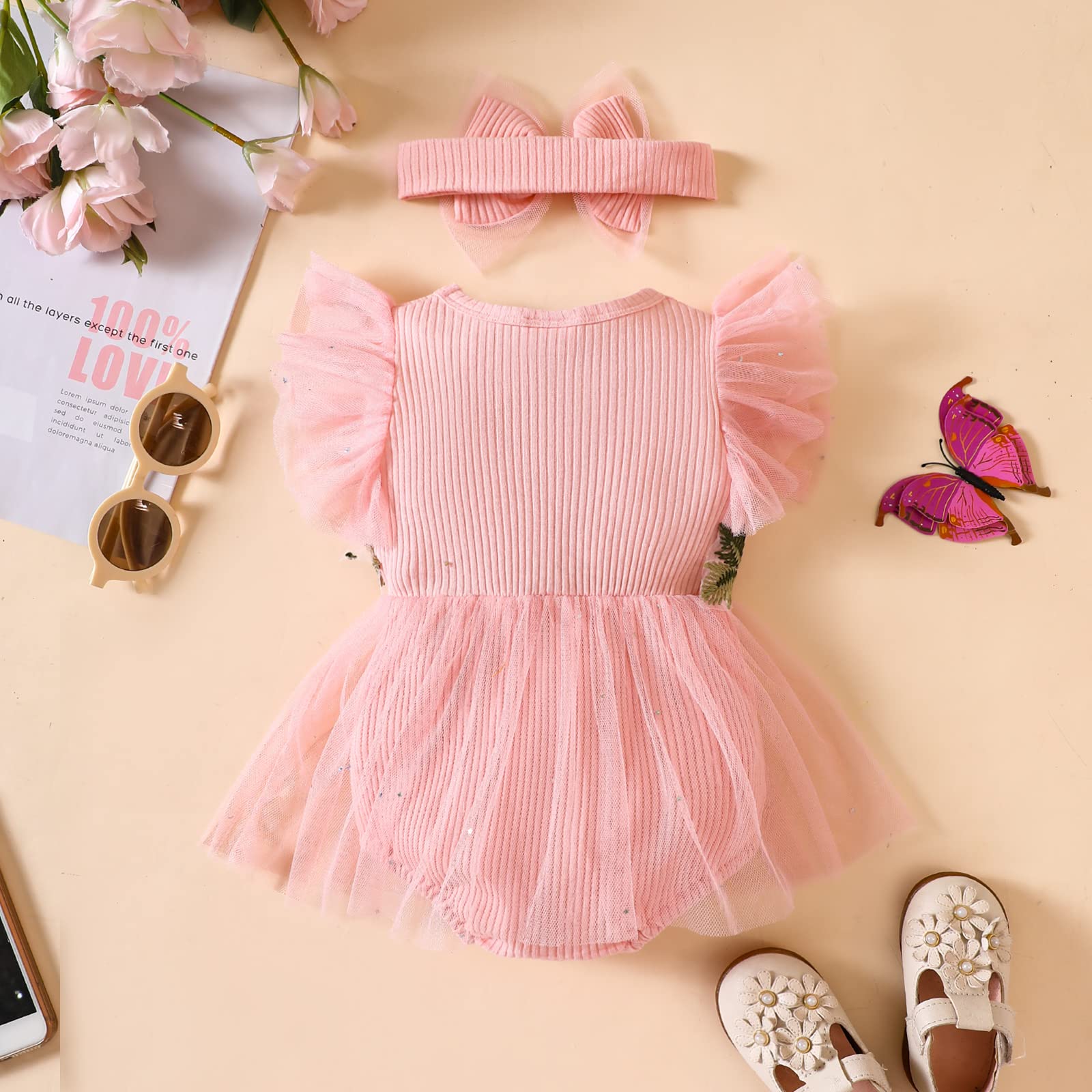 Baby Girls Floral Jumpsuit - Newborn Infant Summer Romper & Sundress Outfits for Playtime, Beach & Photo Shoots