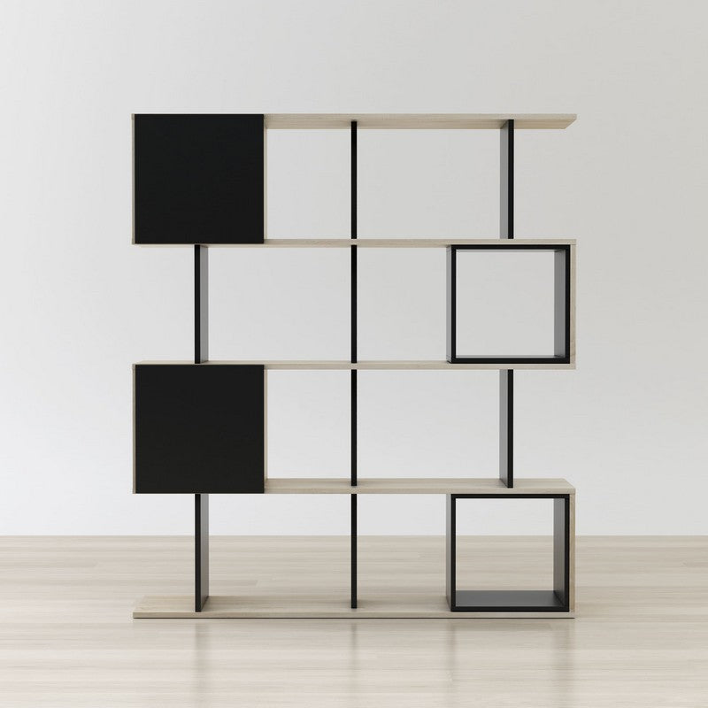 Anderson Teak Alliance Geometric Bookcase BCA 055 - Modern Wooden Bookshelf for Living Room, Office & Library - Stylish Storage Solution for Books, Decor & Display Items