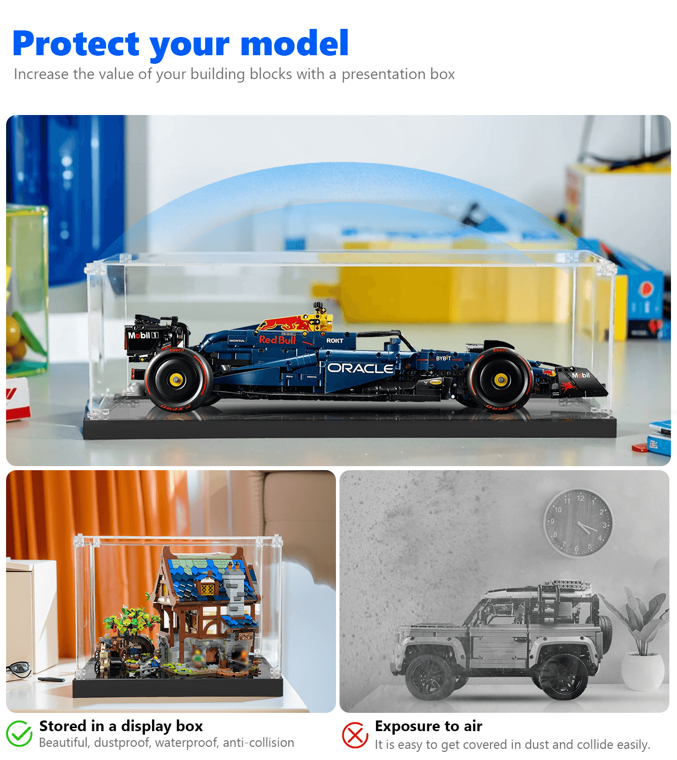 LEGO Oracle Red Bull Racing RB20 F1 Display Case (1:8 Scale) - Perfect for Showcasing 42206 Model Car in Home, Office, or Collection Displays