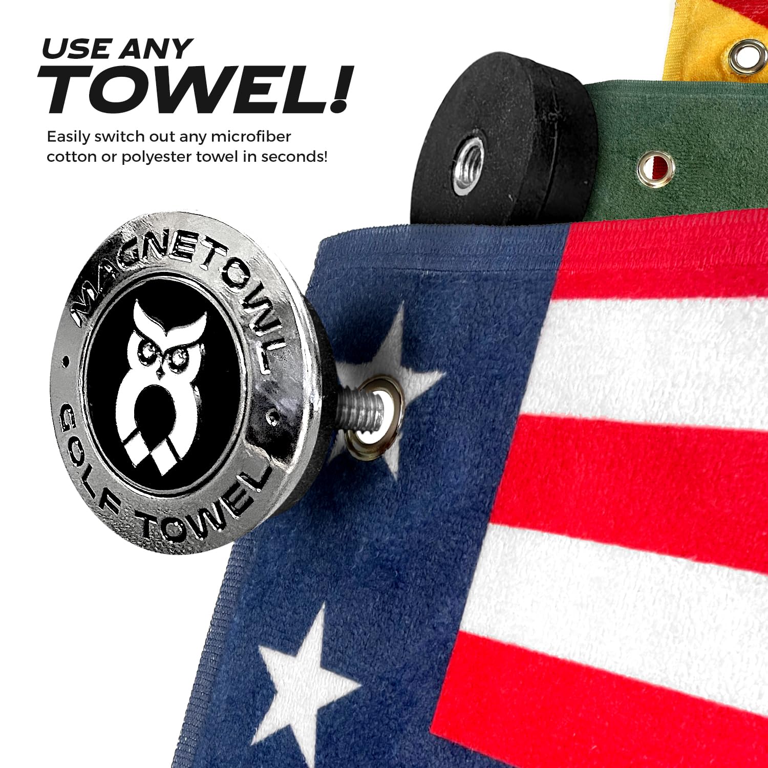 Magnetic Golf Towel Clip with 2 Removable Ball Markers - Strongest Golf Accessory for Secure Towel Attachment - Reusable & Durable Golf Magnet (Black) - Perfect for Golf Bags, Carts & Club Storage