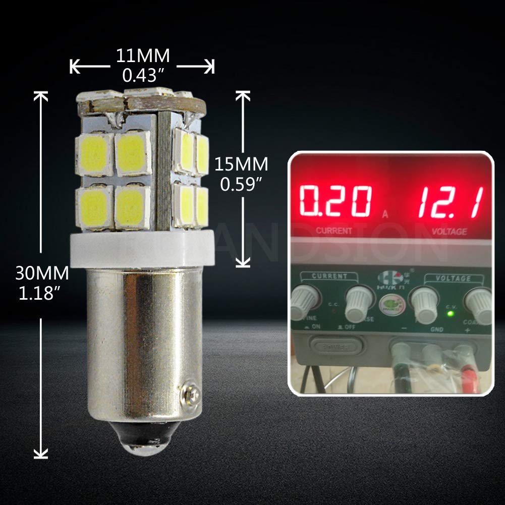 Ruiandsion 4-Pack BA9S LED Bulb 12V Super Bright 2835 20SMD Chipset - BA9 BA9S 53 57 1895 64111 Replacement Bulbs for Interior Lights, Side Door Courtesy Lights (White) - Perfect for Cars, Trucks, Boats, RVs & Home Lighting