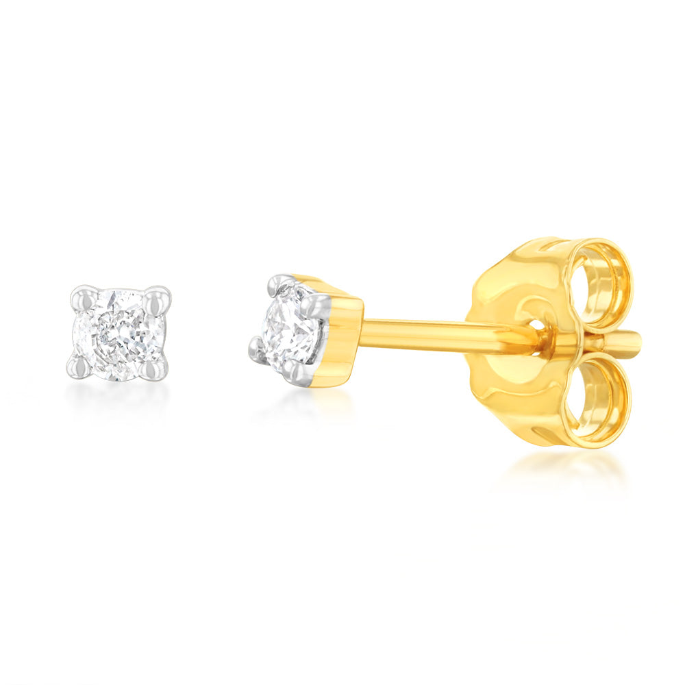 9ct Yellow Gold 0.10 Carat Diamond Stud Earrings - Elegant & Durable for Women | Perfect for Everyday Wear, Gifts & Special Occasions