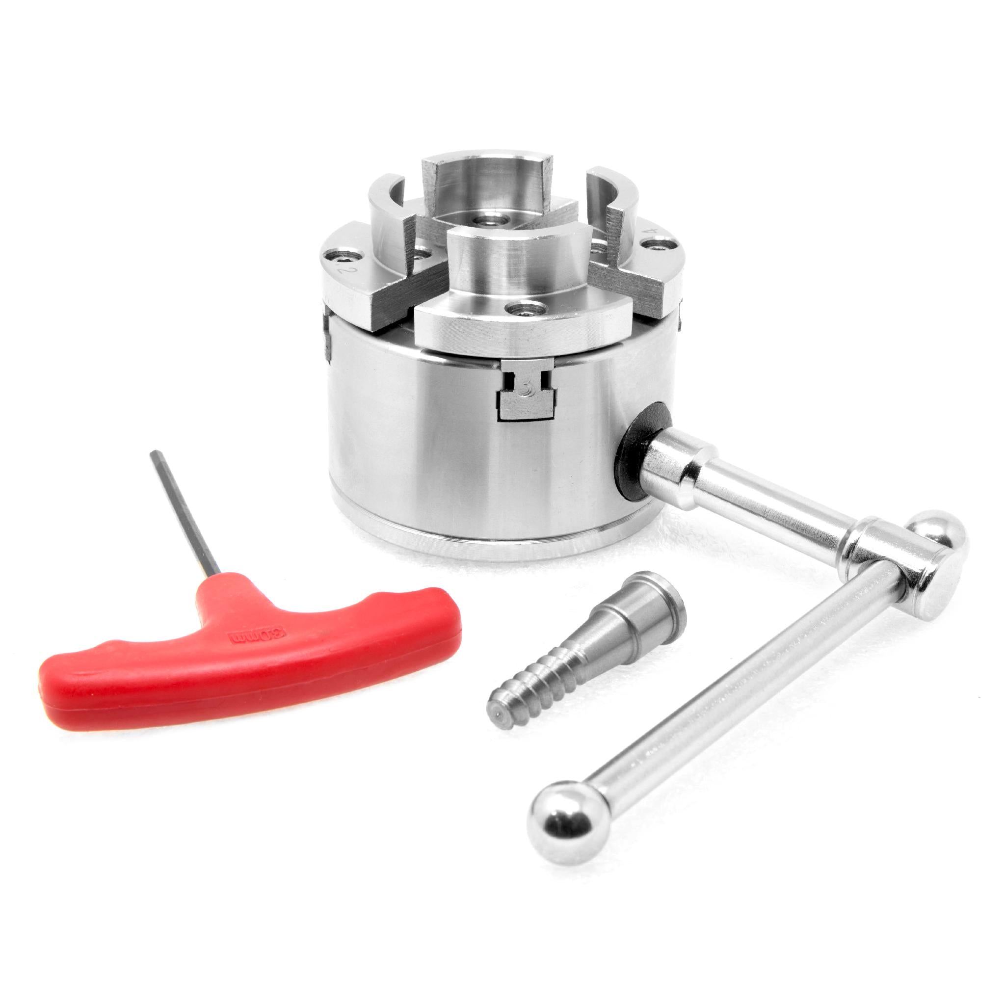 WEN LA4275 2.75 Inch 4 Jaw Self Centering Keyed Lathe Chuck Set with 1 Inch x 8TPI Thread - Perfect for Metalworking, Woodturning & DIY Projects on Mini Lathes