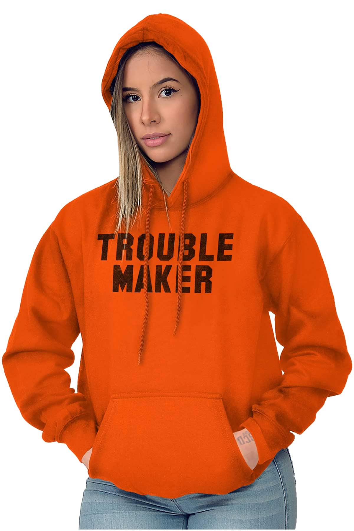 Brisco Brands Trouble Maker Rebel College Party Hoodie Sweatshirt for Women & Men - Comfortable Pullover for Casual Wear, Street Style & Campus Fashion