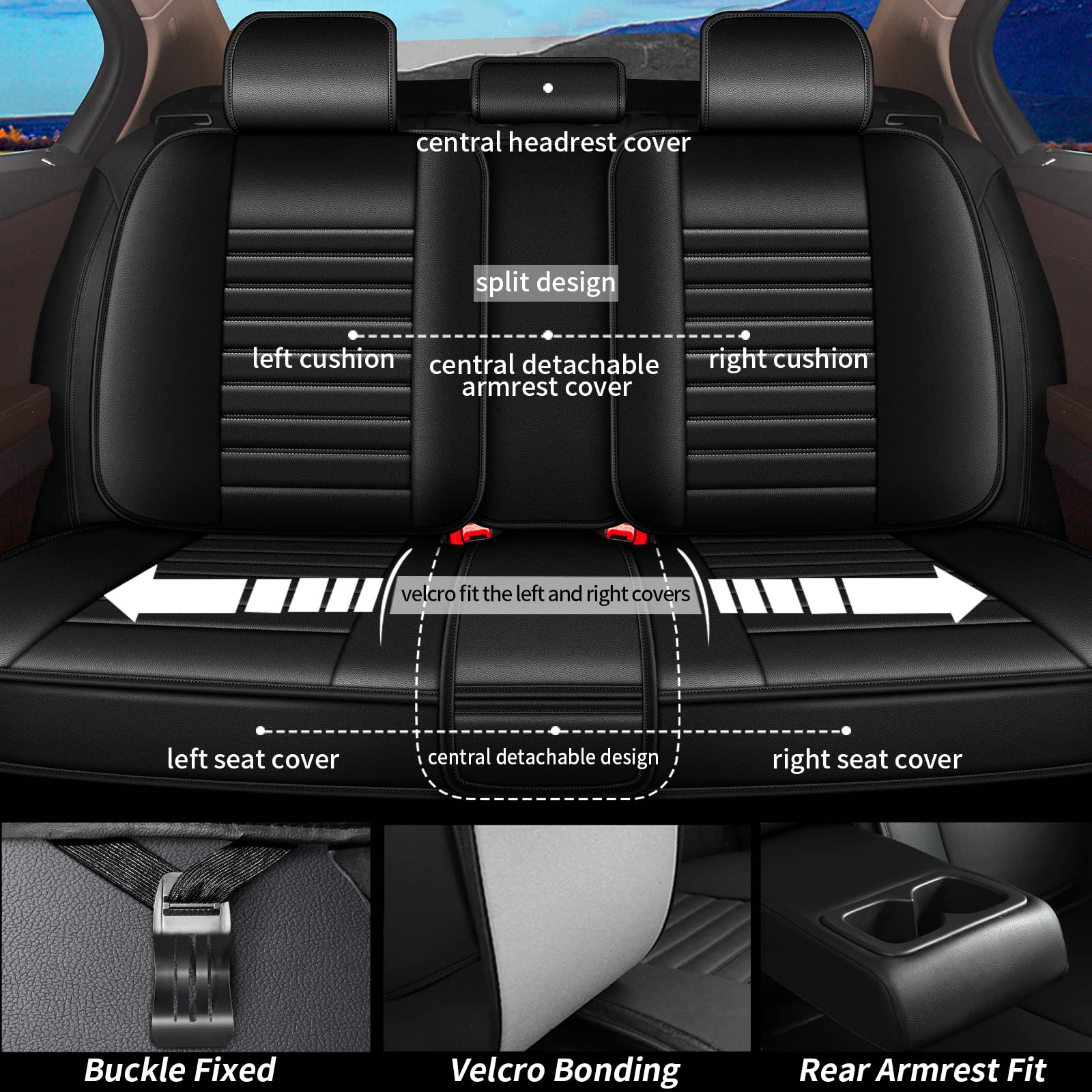 Premium Faux Leather Waterproof Car Seat Covers - Full Set 5 Seats for Volkswagen Passat 1999-2023 Models | Airbag Compatible | Black Seat Protector | Perfect for Daily Commute, Road Trips & Family Protection