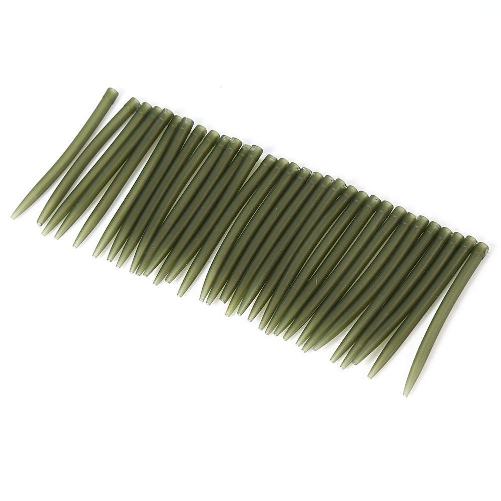 30 Pcs Dark Green Carp Fishing Rubber Tubes - Smooth Anti-Tangle Fishing Tackle Sleeves for Professional Anglers | Perfect for Freshwater & Saltwater Fishing Gear Protection