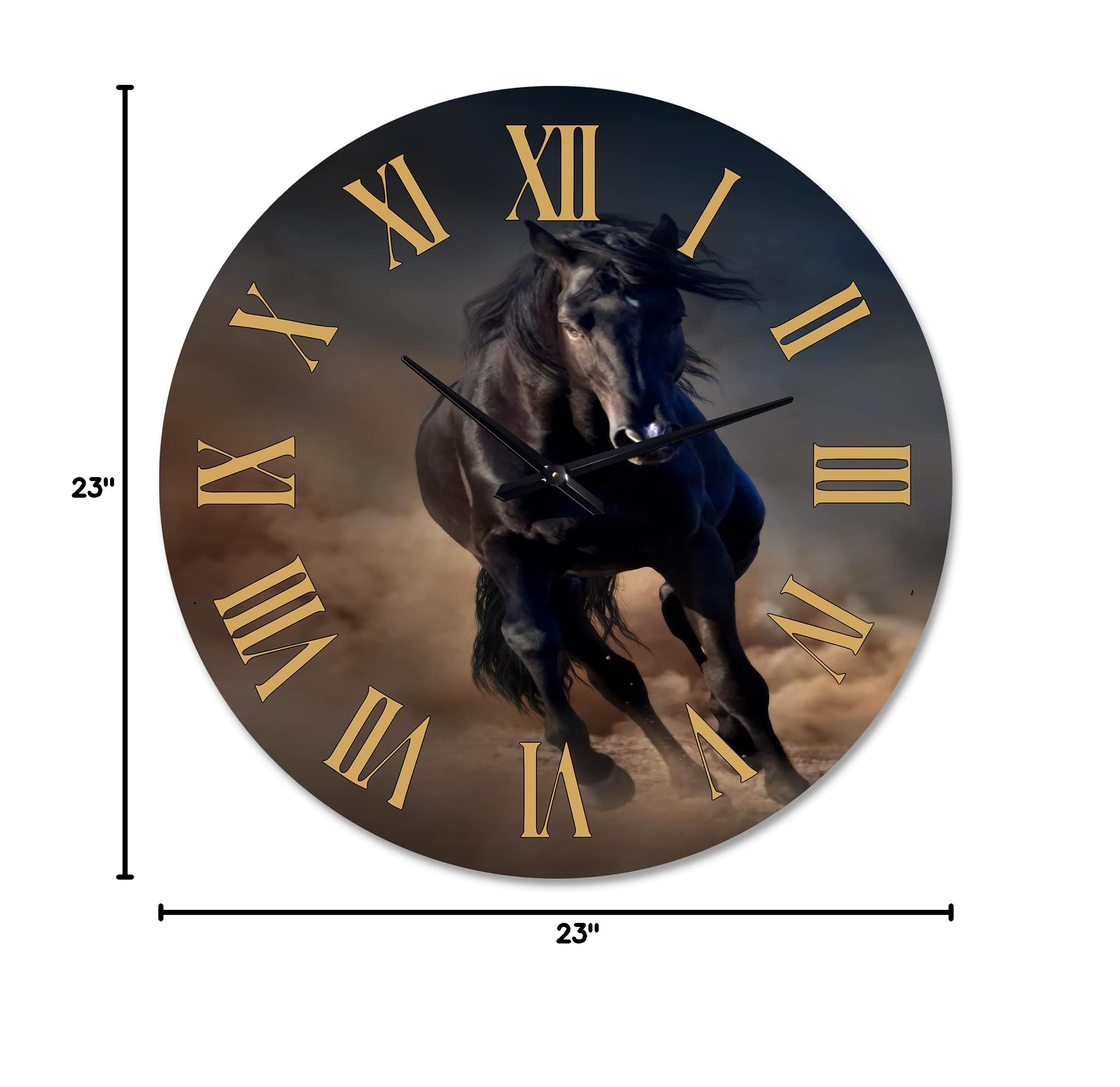 Farmhouse Wall Clock with Thoroughbred Nonius Stallion Portrait - Large Rustic Wall Clock for Living Room, Bedroom & Office Decor - Perfect for Country Style Home, Equestrian Gifts & Western Themed Spaces