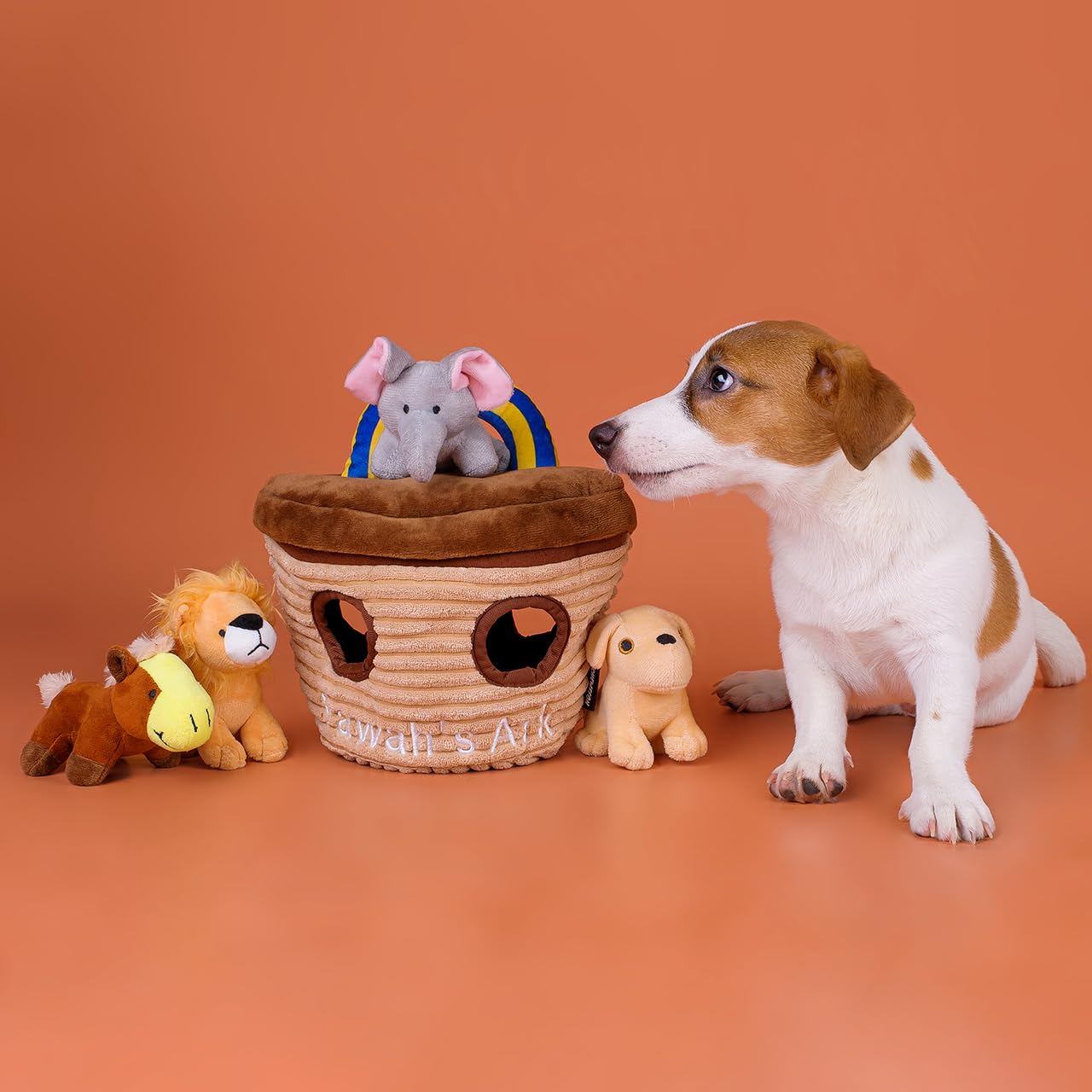 Interactive Hide-and-Seek Burrow Dog Toys - 5 Pack Puzzle Games with Squeaky Chew Plush for Small, Medium & Large Dogs - Brain Stimulating Enrichment Activity for Indoor Play, Training & Fetch Games (Noah's Ark)