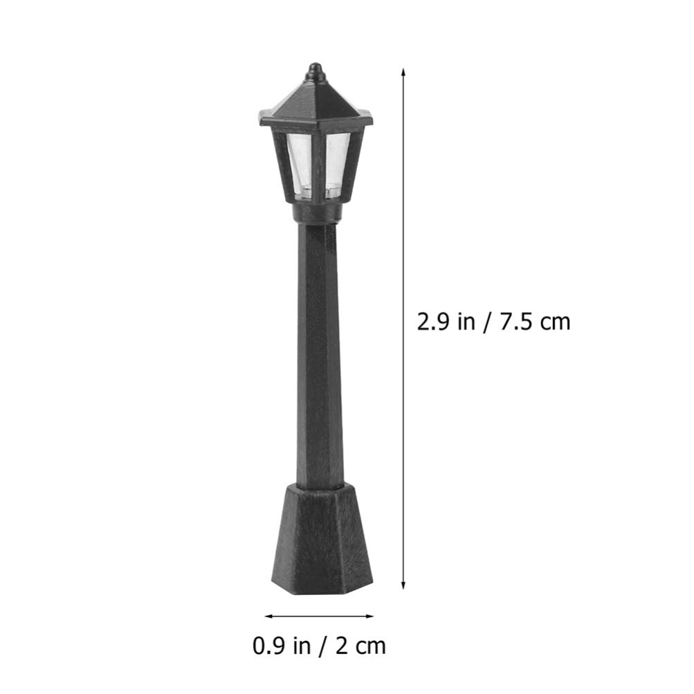EXCEART 10pcs Mini LED Street Light Decor - Micro Landscape Ornaments for Dining Table, Outdoor Garden, and Home Decor - Resin Figurines with LED Lights for DIY Scenes and Model Displays