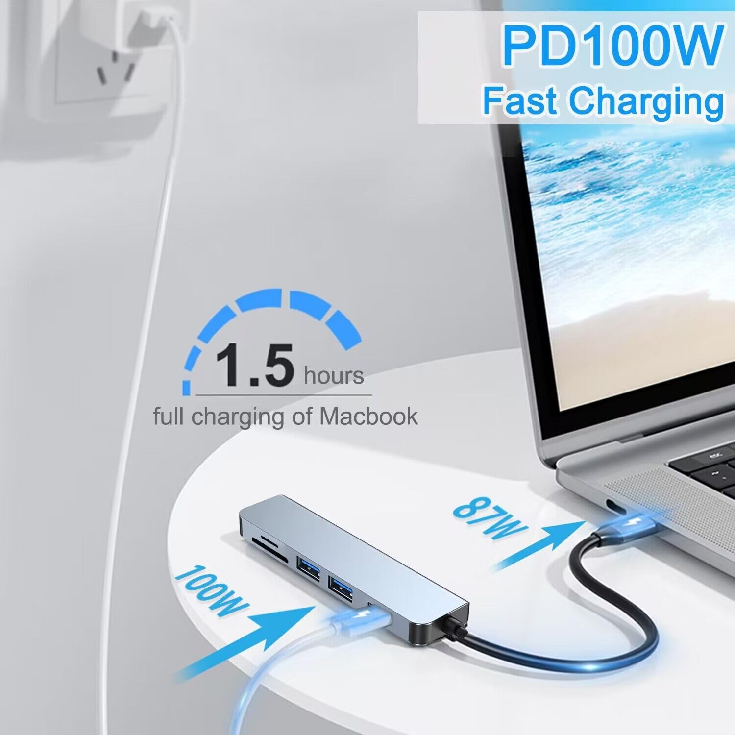 AKWOR 7-in-1 USB C Hub with 4K HDMI, 100W PD Charging, USB 3.0 Ports, SD/TF Card Reader - Compatible with iPhone 15, MacBook Air/Pro, iPad Pro, Dell, HP, ASUS & More - Perfect for Home Office, Gaming & Travel Connectivity