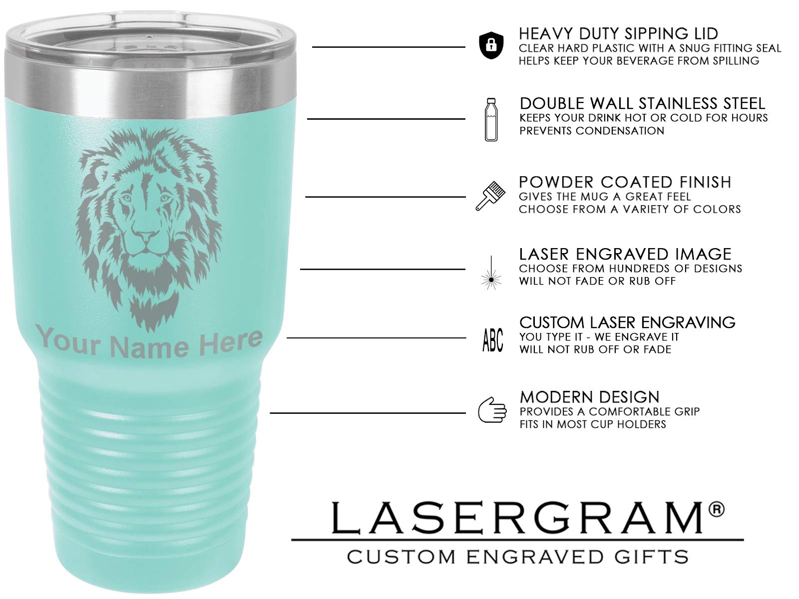 30oz Vacuum Insulated Stainless Steel Tumbler Mug with Lid & Straw - Custom Engraved Flamingo Design, Leakproof & Sweatproof - Perfect for Coffee, Tea, Iced Drinks - Great Gift for Office, Travel, Gym & Outdoor Activities (Teal Color)