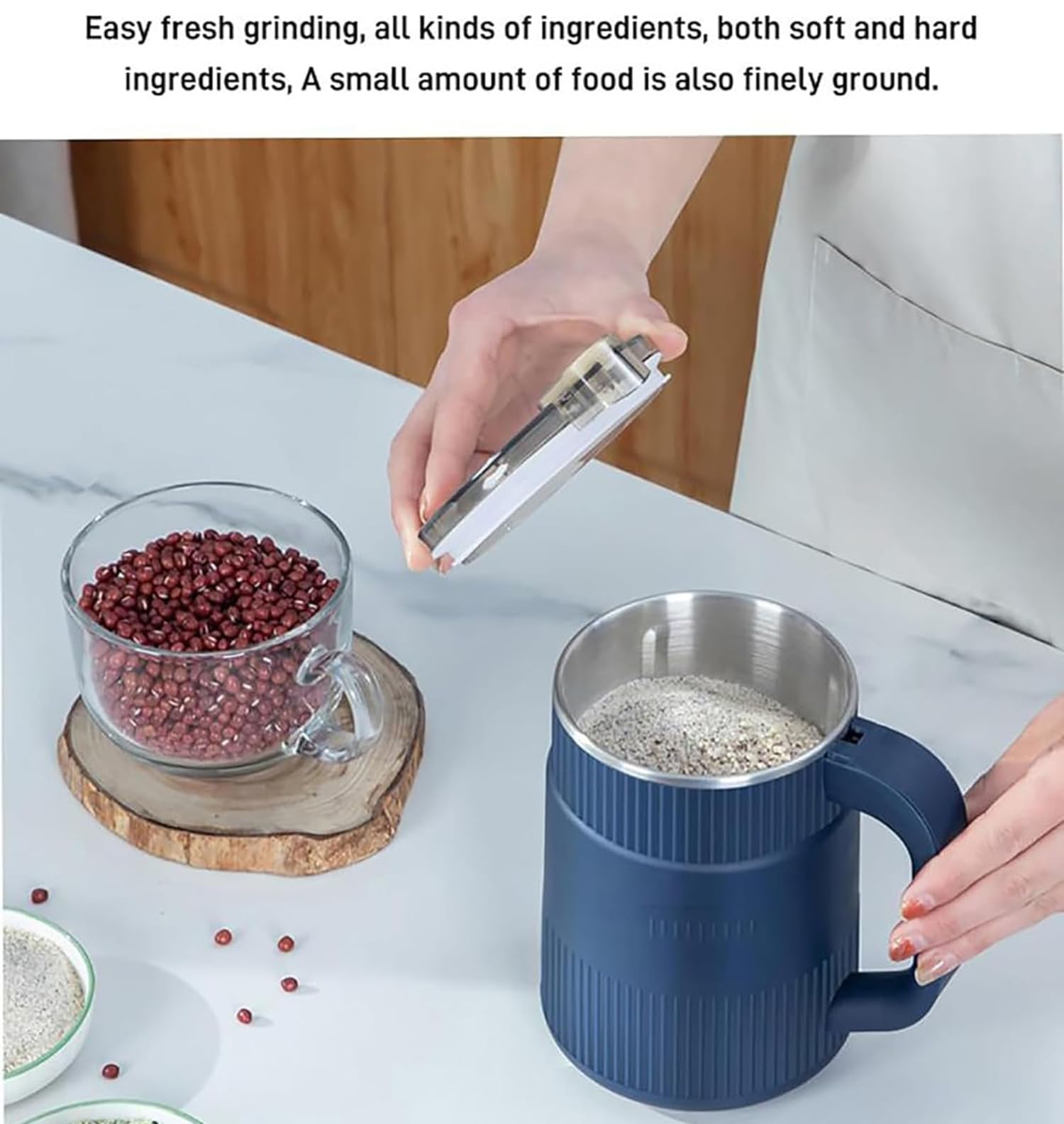 Premium Electric Grain Mill & Spice Grinder - 300W High-Speed 304 Stainless Steel Blade for Coffee Beans, Herbs, Nuts & Spices - Compact Kitchen Appliance for Home & Commercial Use - Perfect for Coffee Shops, Bakeries & Healthy Cooking