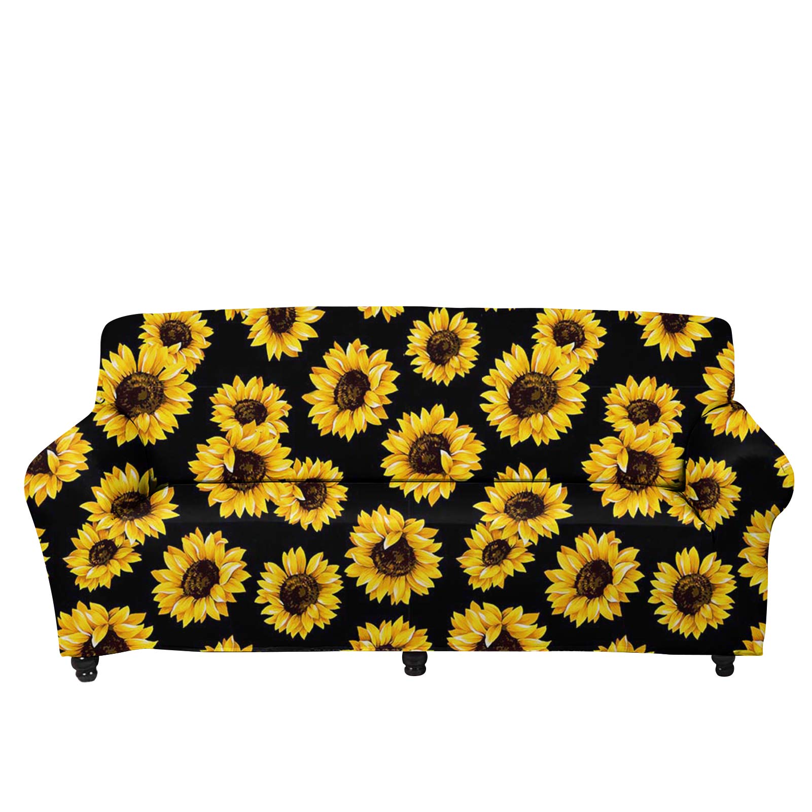 Stretch Sofa Slipcovers for Sectional Couches - Yellow Sunflower Print Washable Furniture Protector | Doginthehole Sofa Covers for Living Room, Bedroom & Home Decor