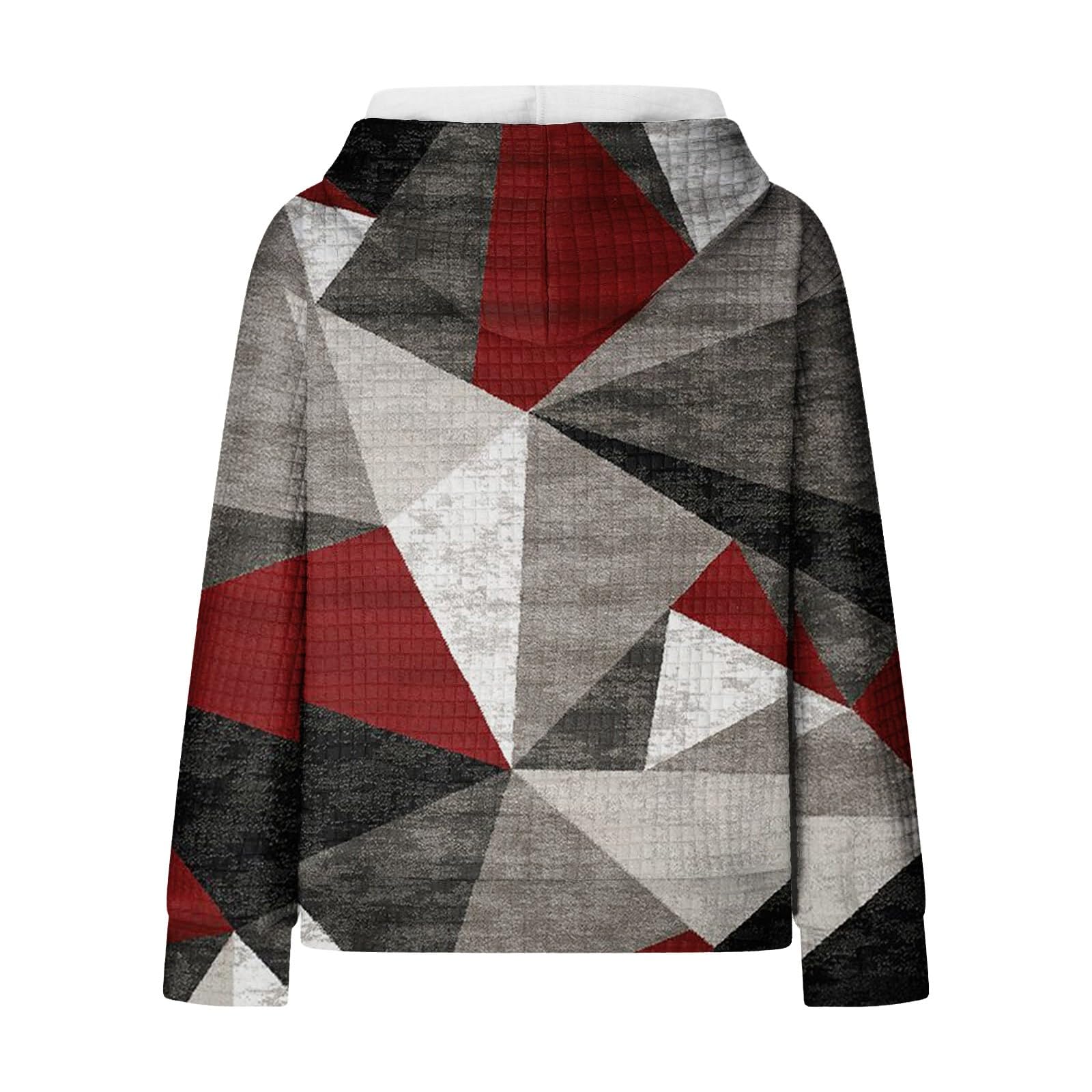 Stylish Women's Long Sleeve Waffle Pullover Top with Pocket - Loose Fit Printed Drawstring Shirt for Casual Wear, Fall Outfits & Cozy Loungewear