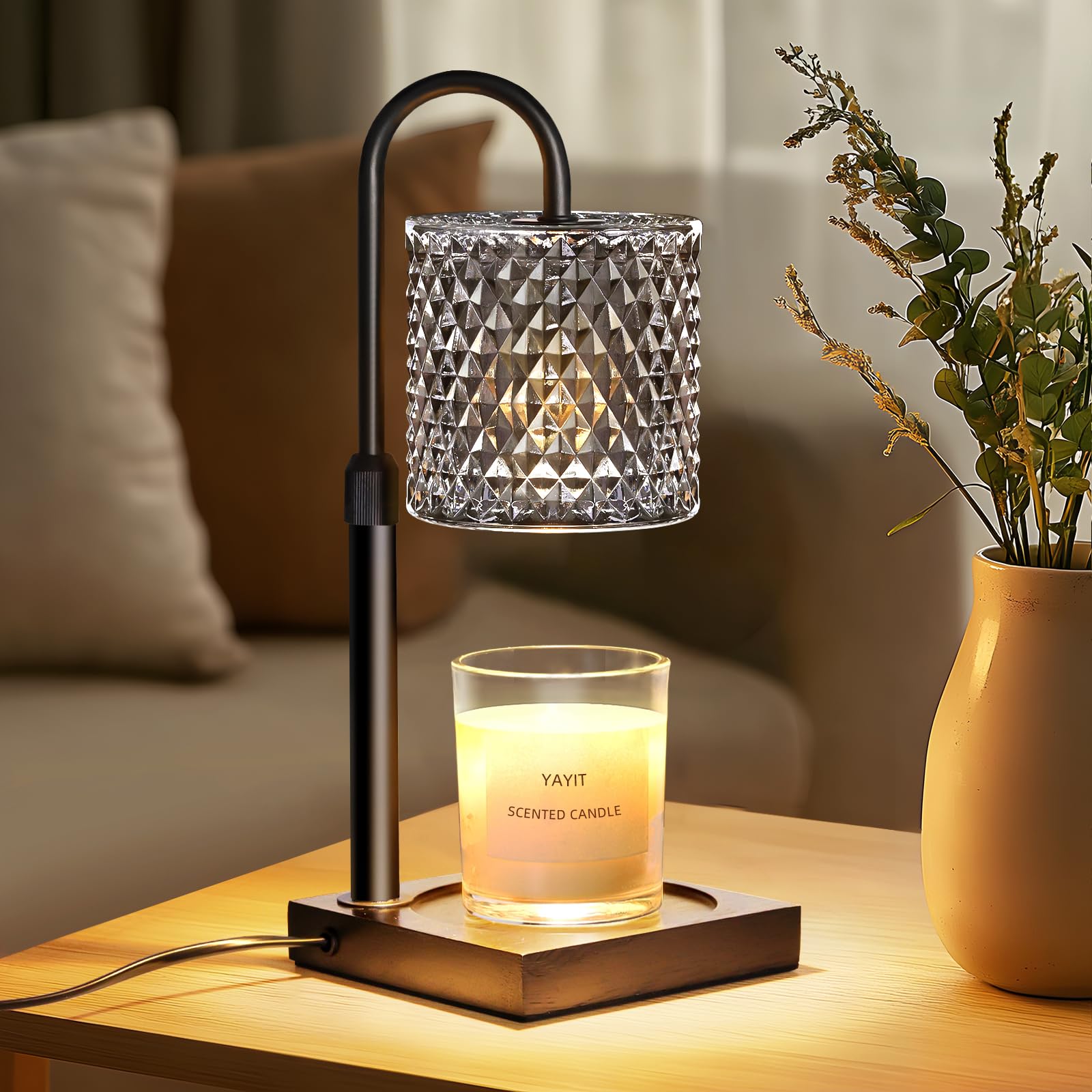 Adjustable Height Candle Warmer Lamp with Timer & Dimmer - 2 Bulbs Included for Jar Candles - Elegant Home Decor & Perfect Birthday Gift for Women - Ideal for Relaxation, Aromatherapy & Cozy Ambiance